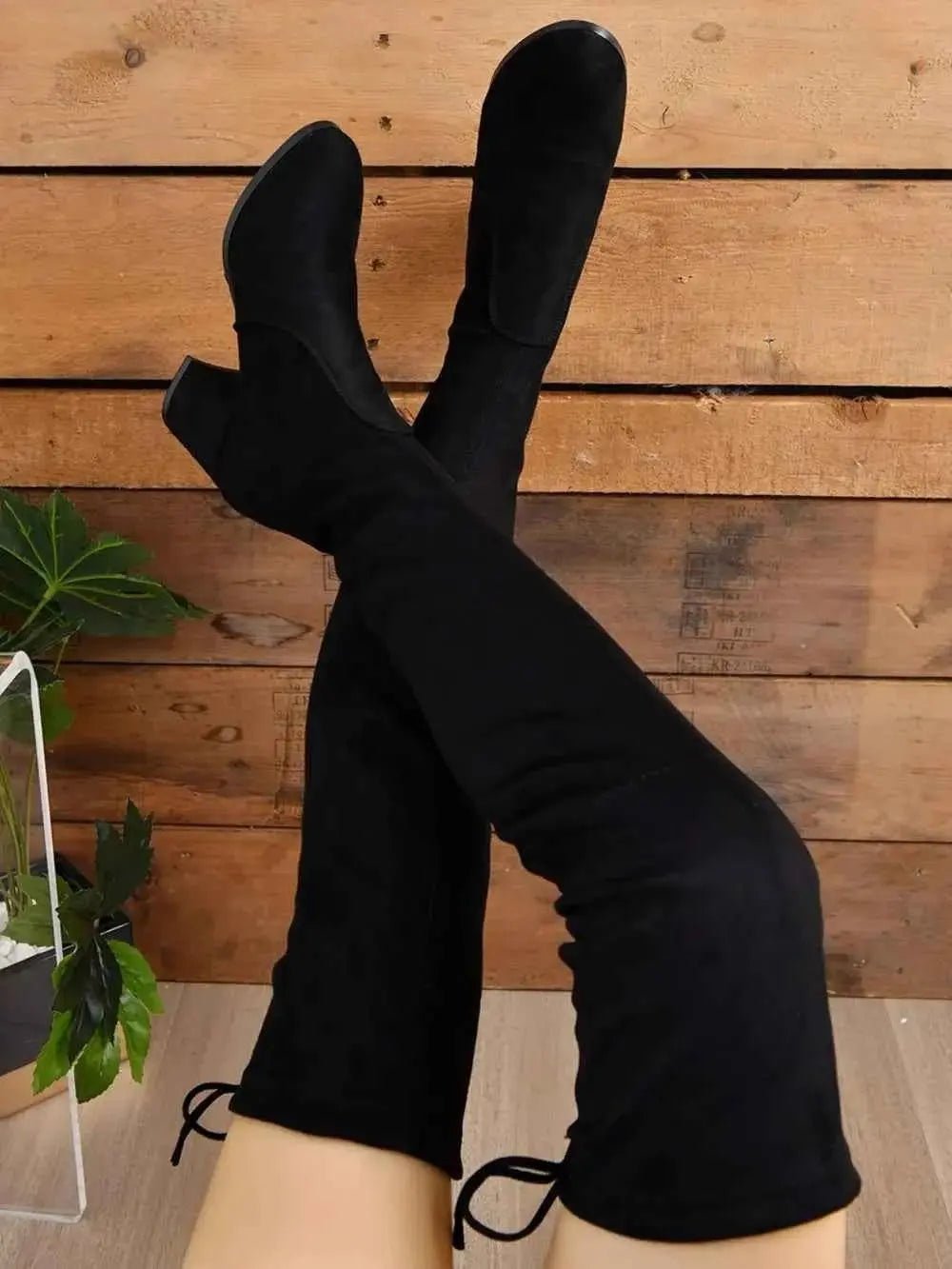 Round Toe Block Heel Boots - Mr Lou’s Place