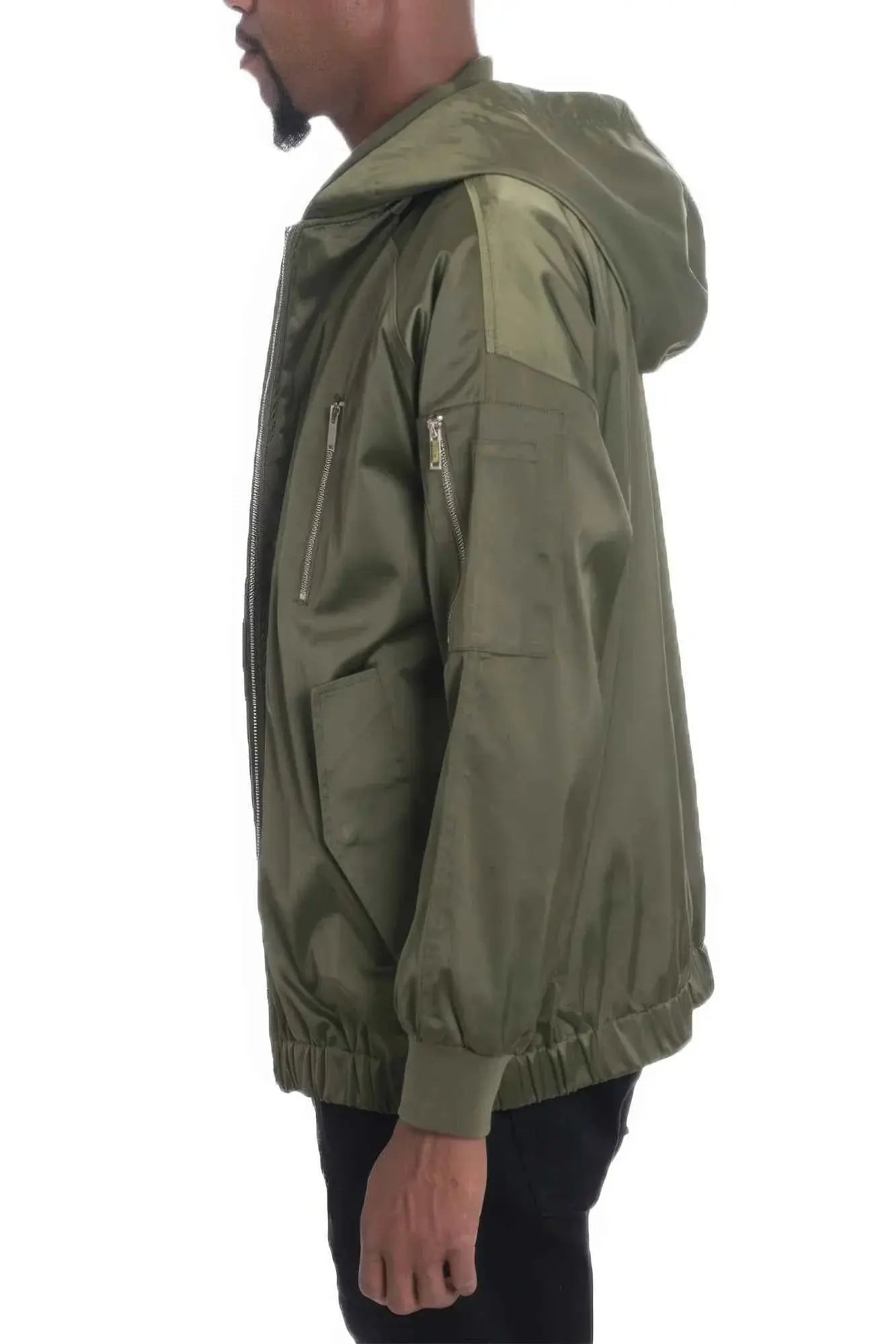 Satin Full Zip Hooded Windbreaker - Mr Lou’s Place