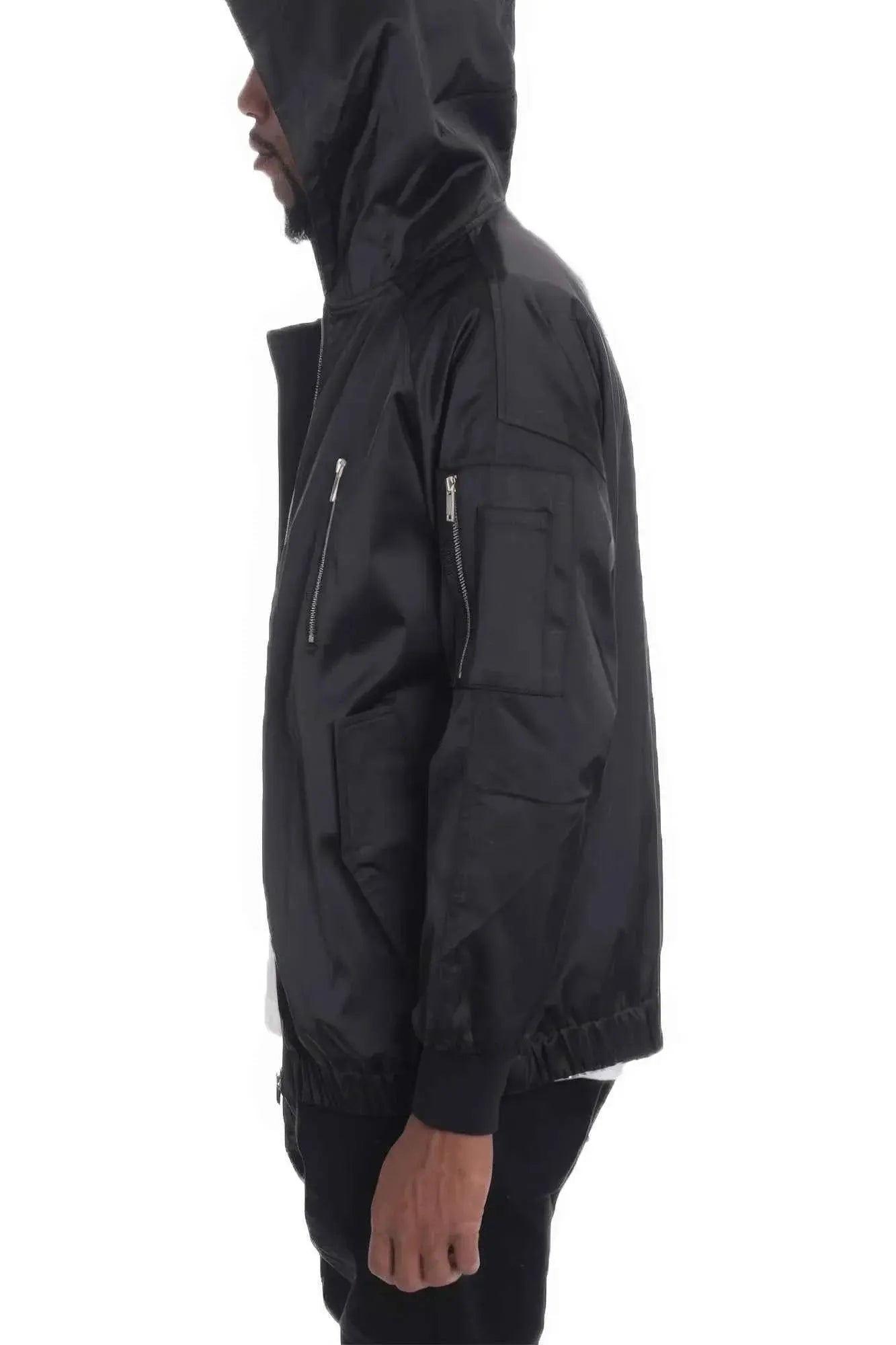 Satin Full Zip Hooded Windbreaker - Mr Lou’s Place