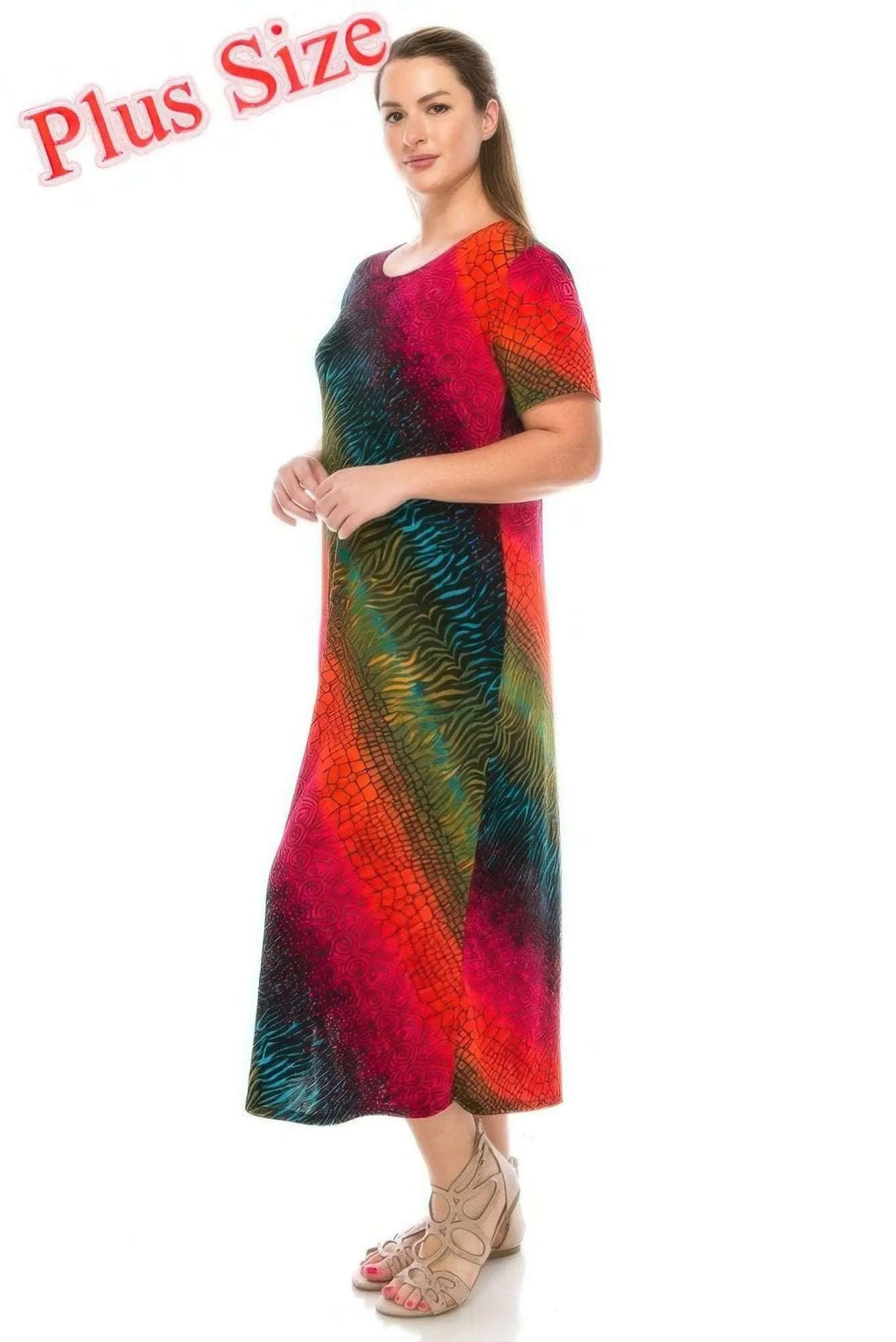 Short Sleeve Printed Maxi Dress - Mr Lou’s Place