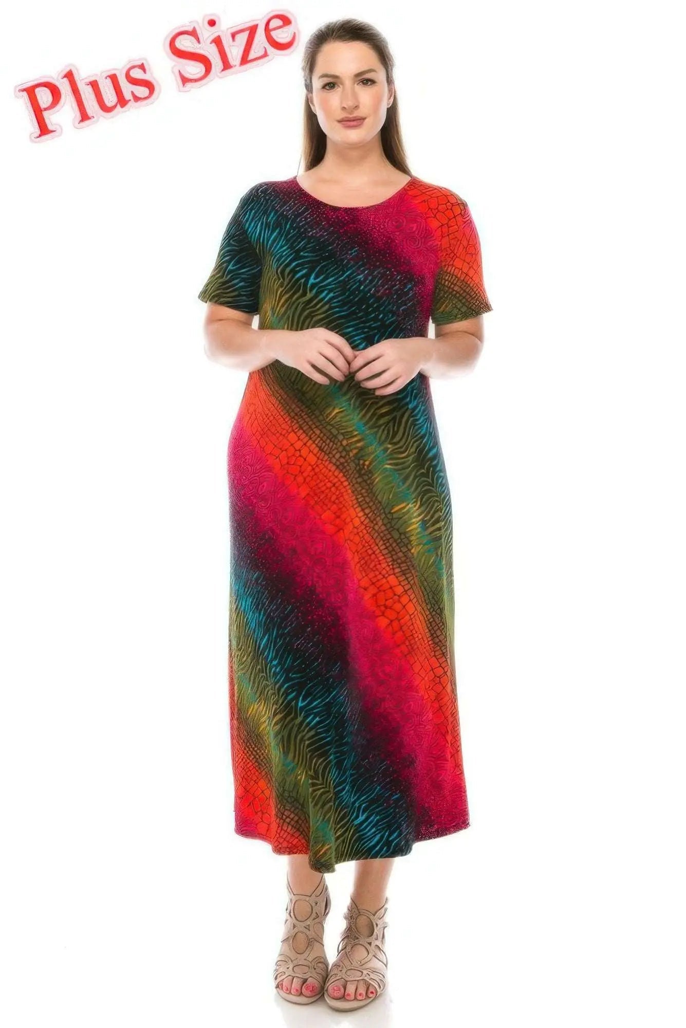 Short Sleeve Printed Maxi Dress - Mr Lou’s Place