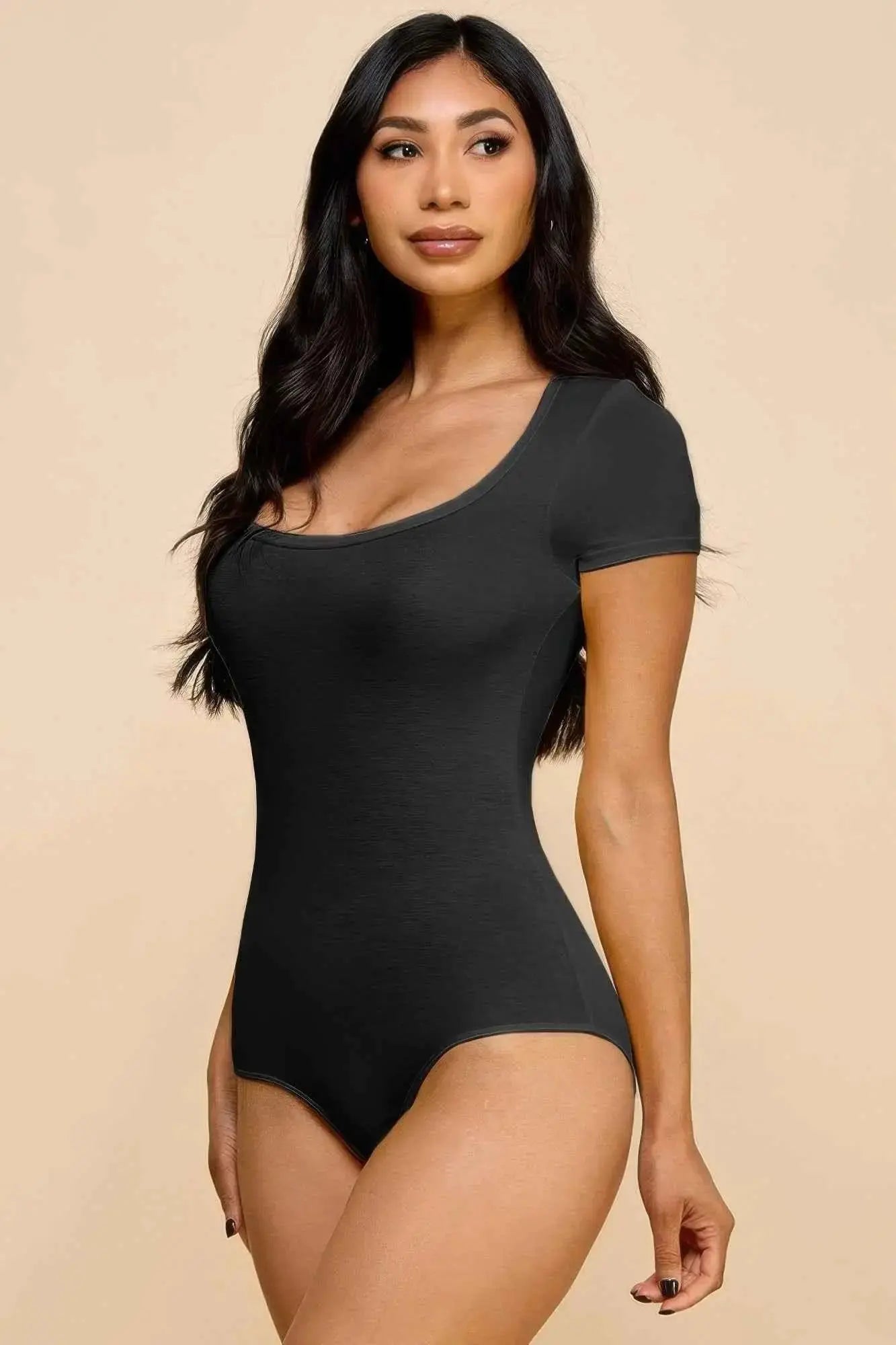 Short Sleeve V-neck Basic Bodysuit - Mr Lou’s Place