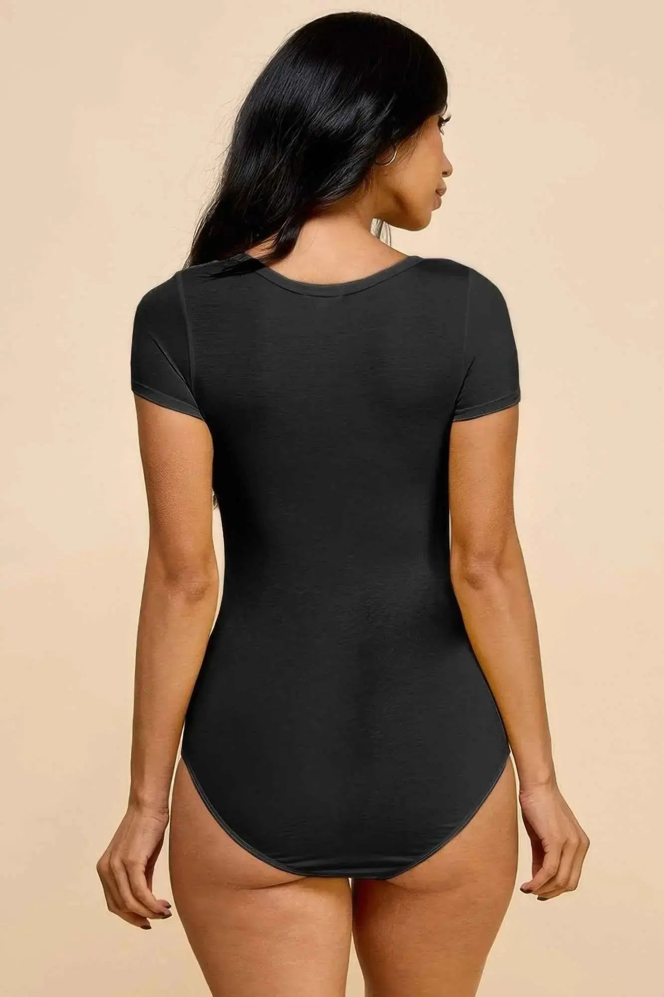 Short Sleeve V-neck Basic Bodysuit - Mr Lou’s Place