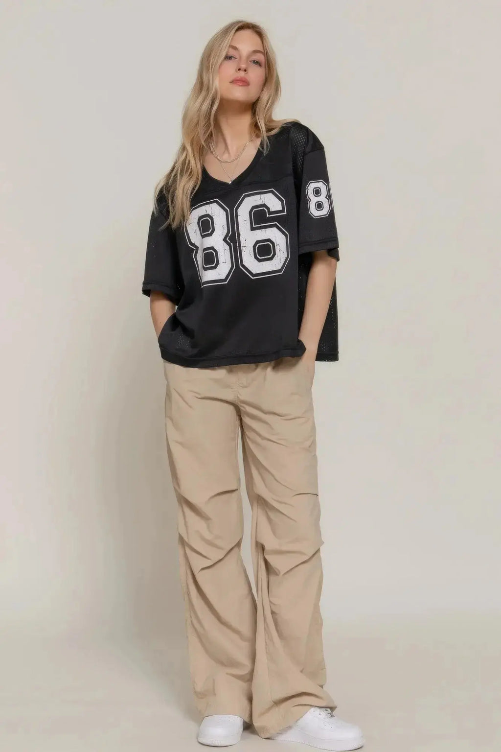 Silk Screen Print Mesh Oversize Basball T-shirt - Mr Lou’s Place