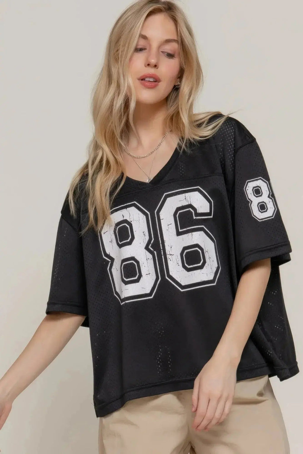 Silk Screen Print Mesh Oversize Basball T-shirt - Mr Lou’s Place