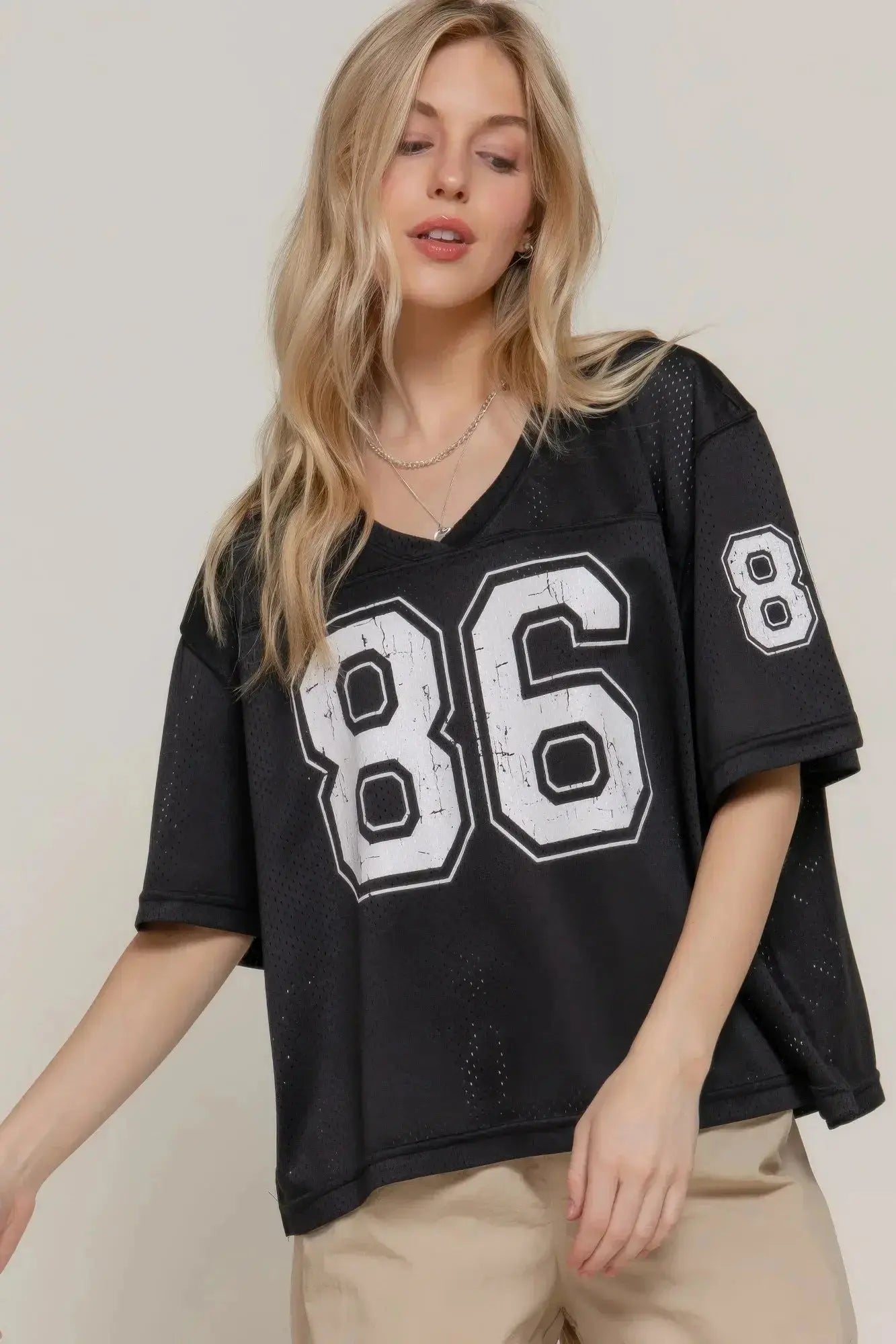 Silk Screen Print Mesh Oversize Basball T-shirt - Mr Lou’s Place