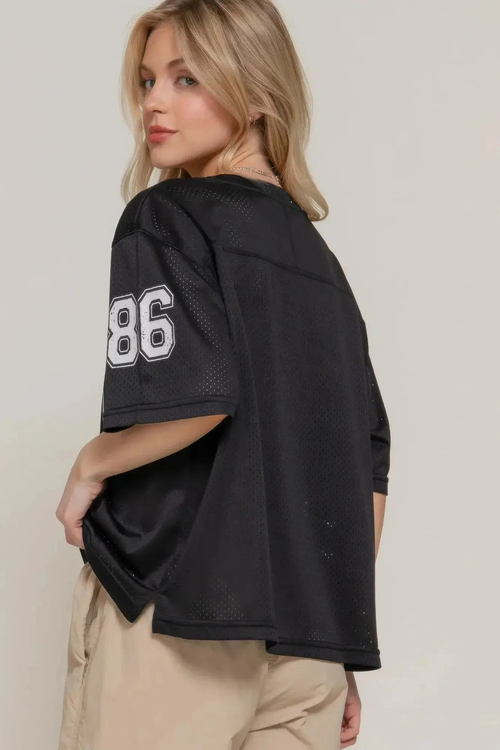 Silk Screen Print Mesh Oversize Basball T-shirt - Mr Lou’s Place