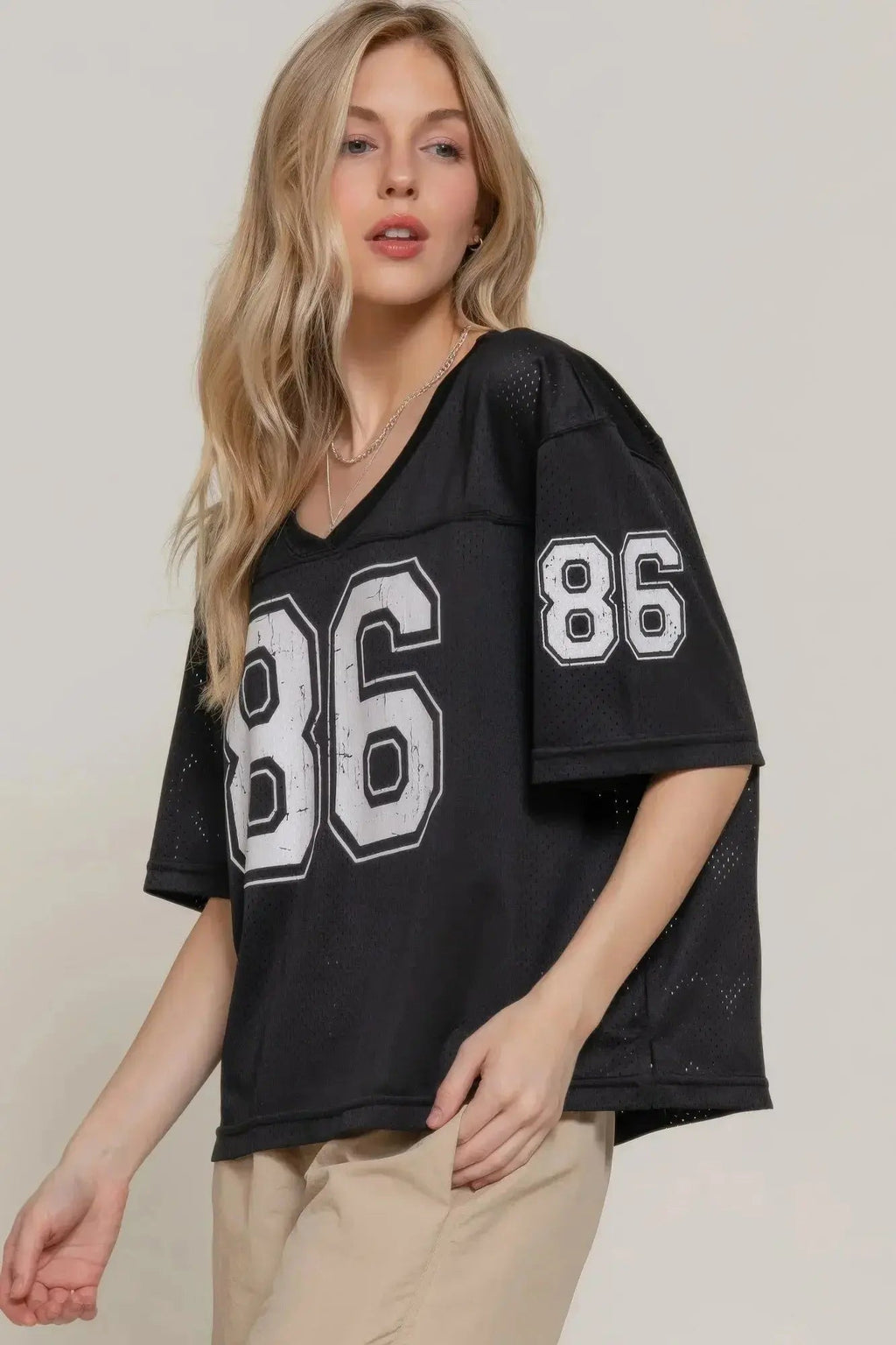 Silk Screen Print Mesh Oversize Basball T-shirt - Mr Lou’s Place
