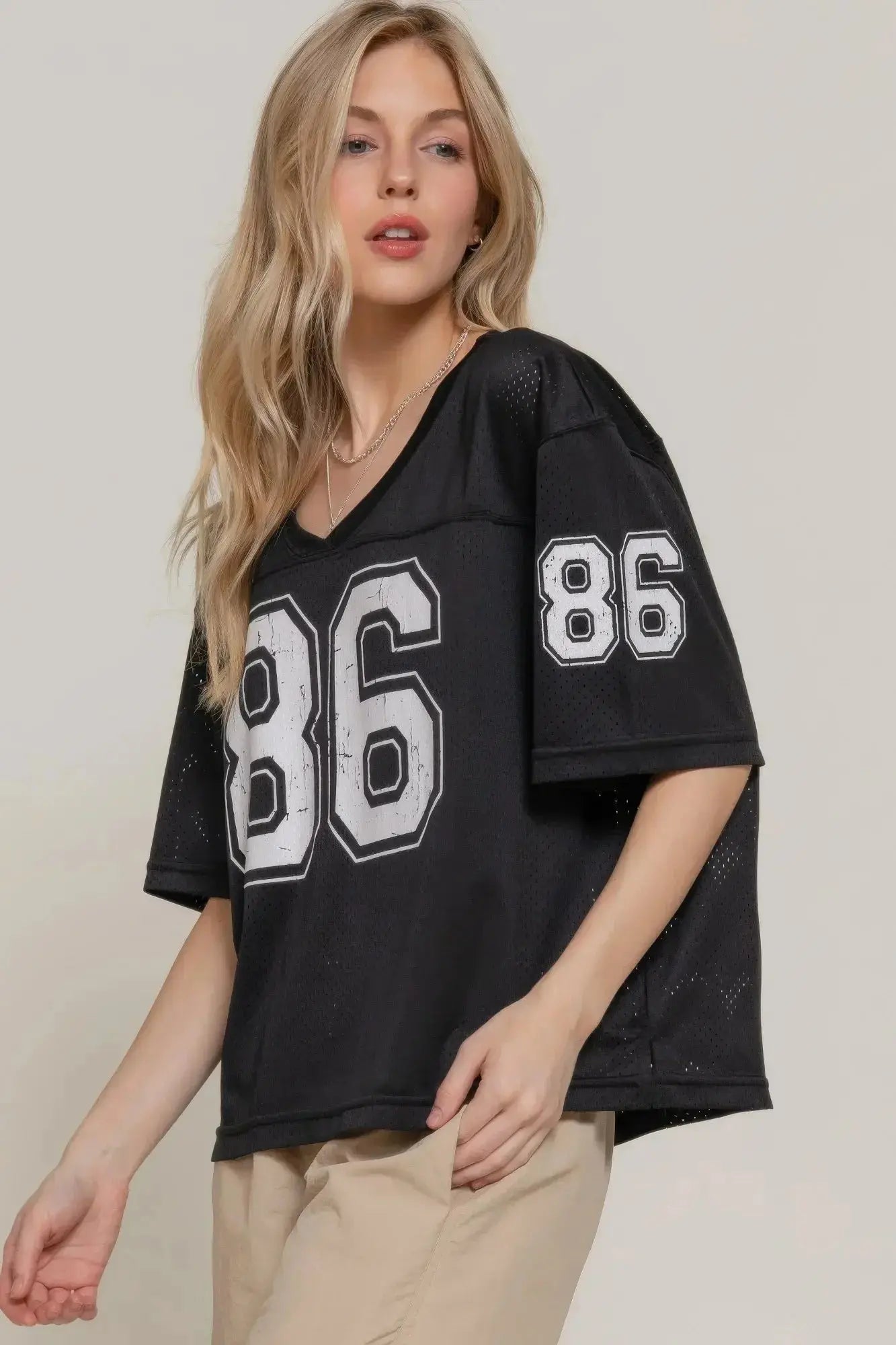 Silk Screen Print Mesh Oversize Basball T-shirt - Mr Lou’s Place