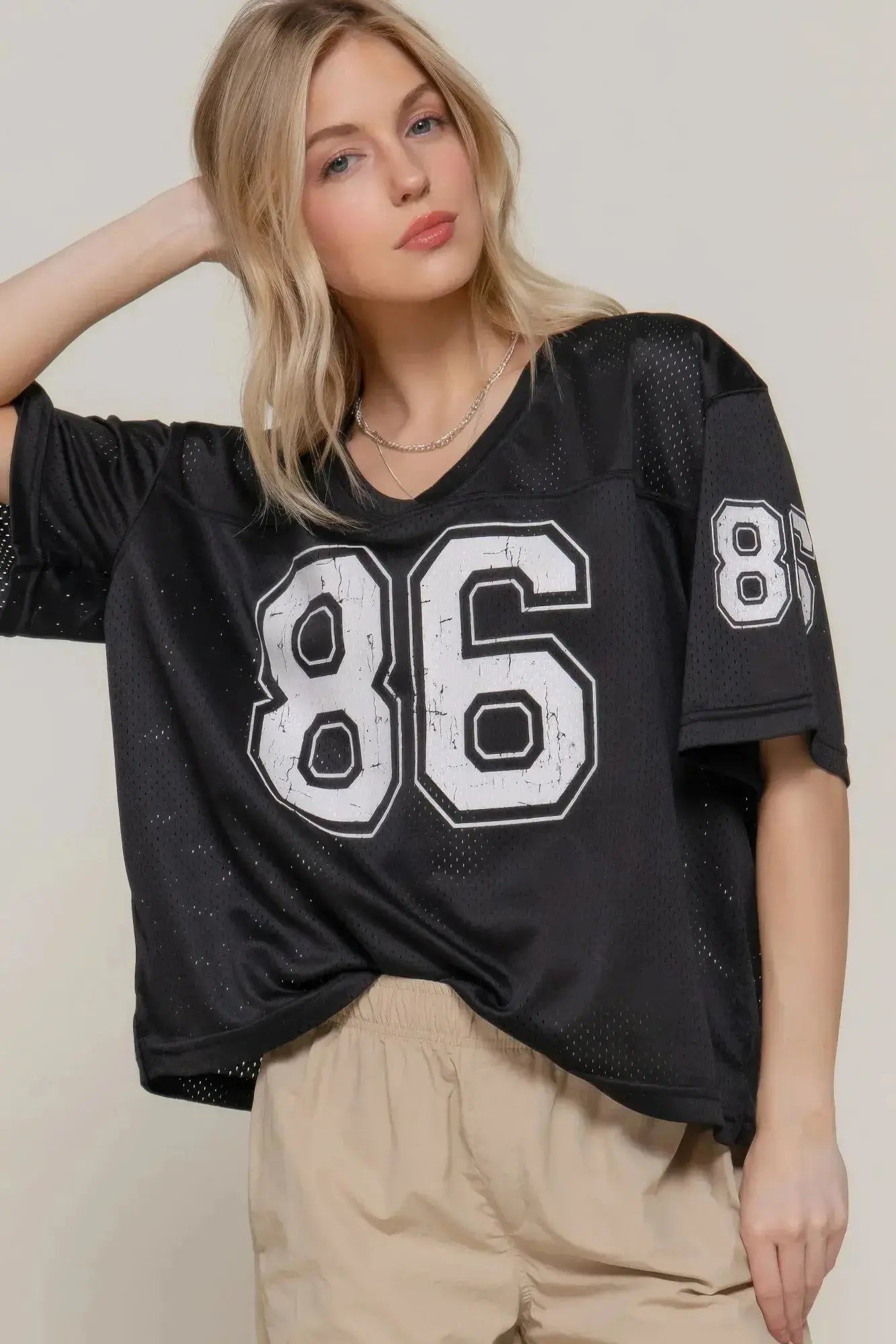 Silk Screen Print Mesh Oversize Basball T-shirt - Mr Lou’s Place