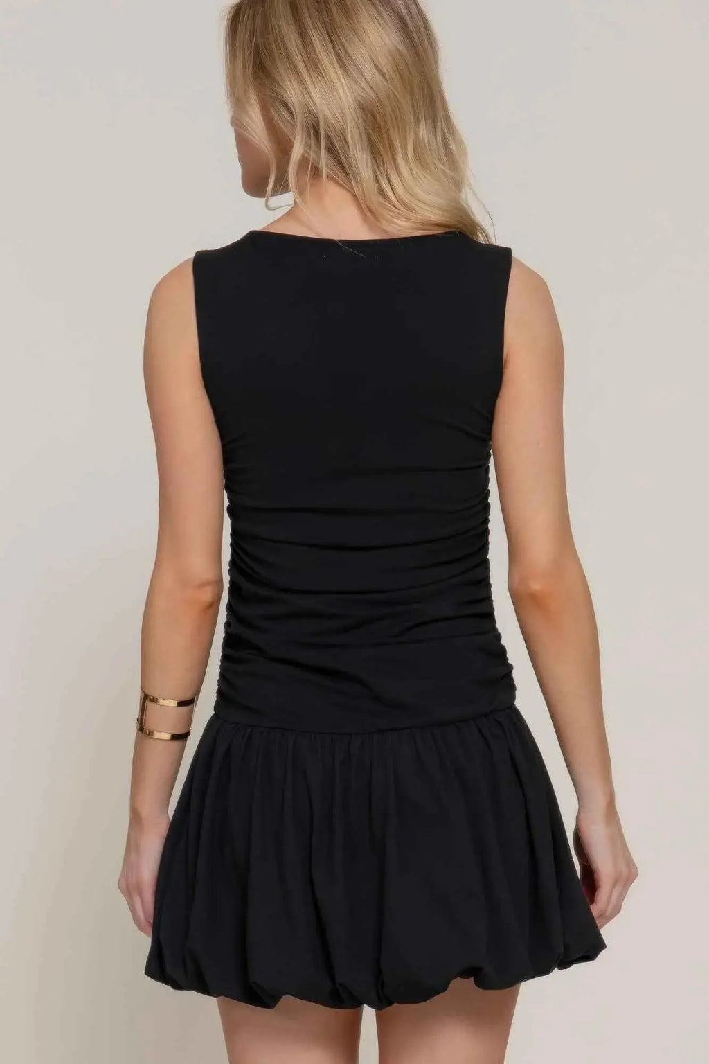 Sleeveless Boat Neck Voluminous Mini Dress - Mr Lou’s Place