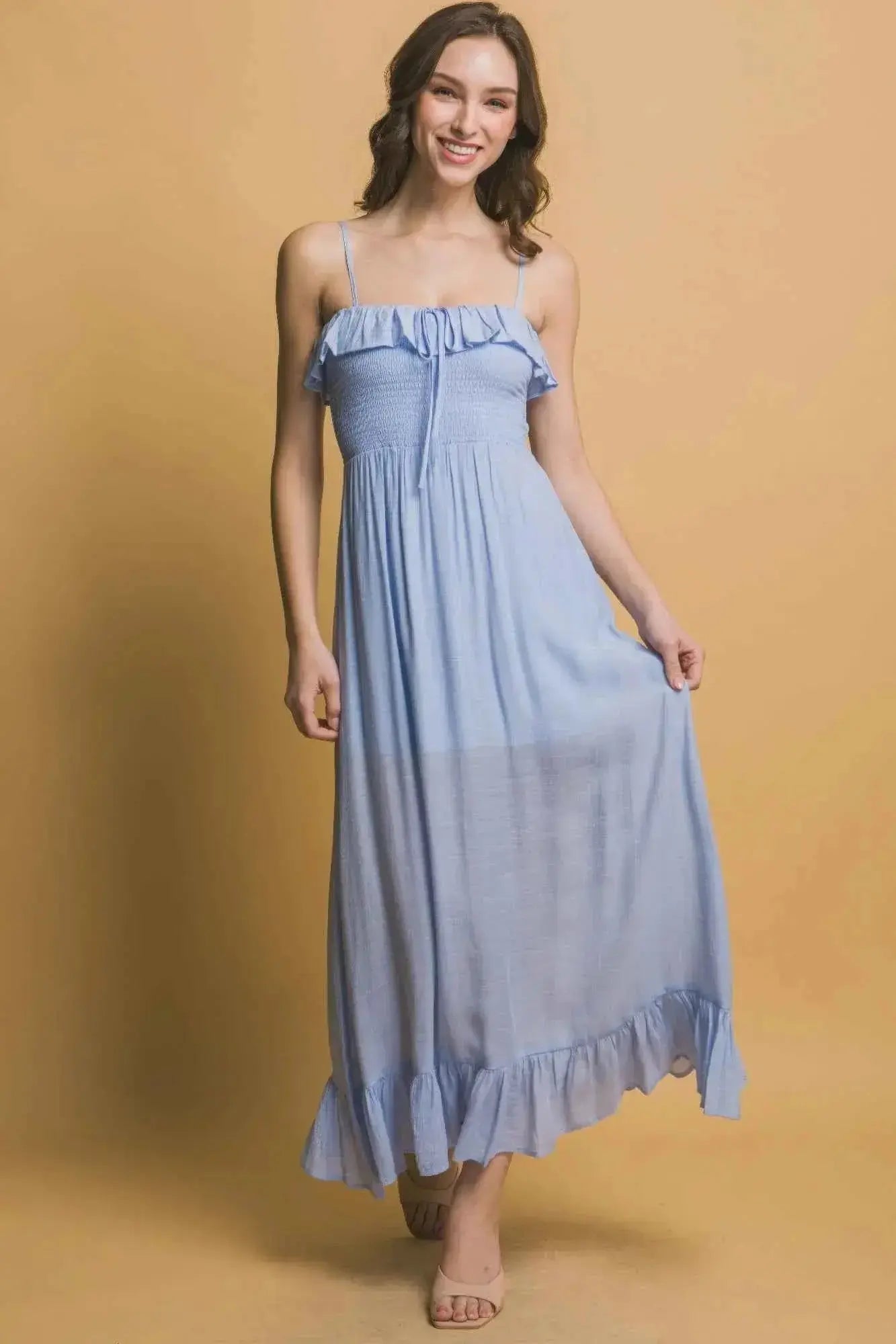 Smocked Ruffle Maxi Dress - Mr Lou’s Place