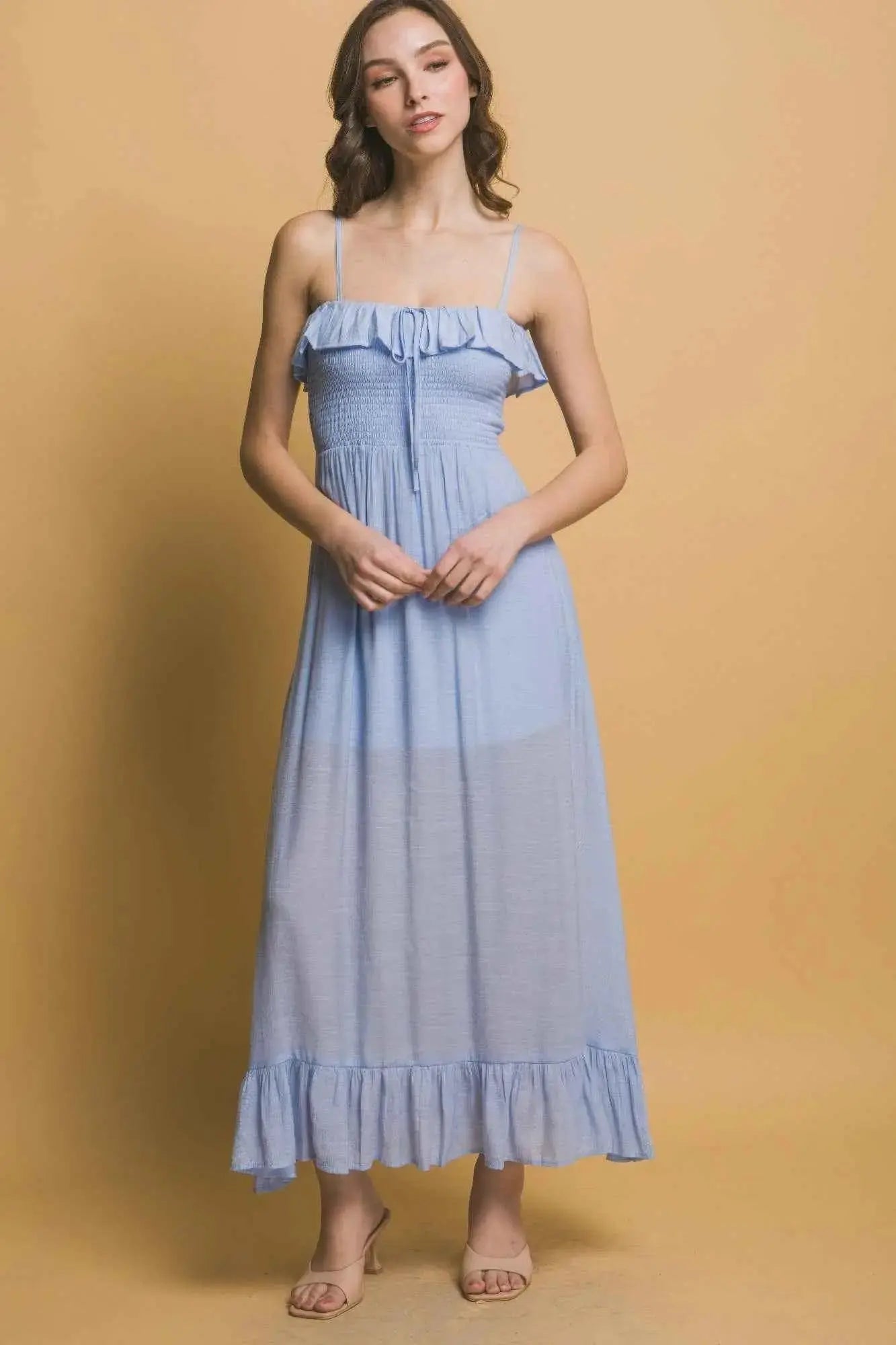 Smocked Ruffle Maxi Dress - Mr Lou’s Place