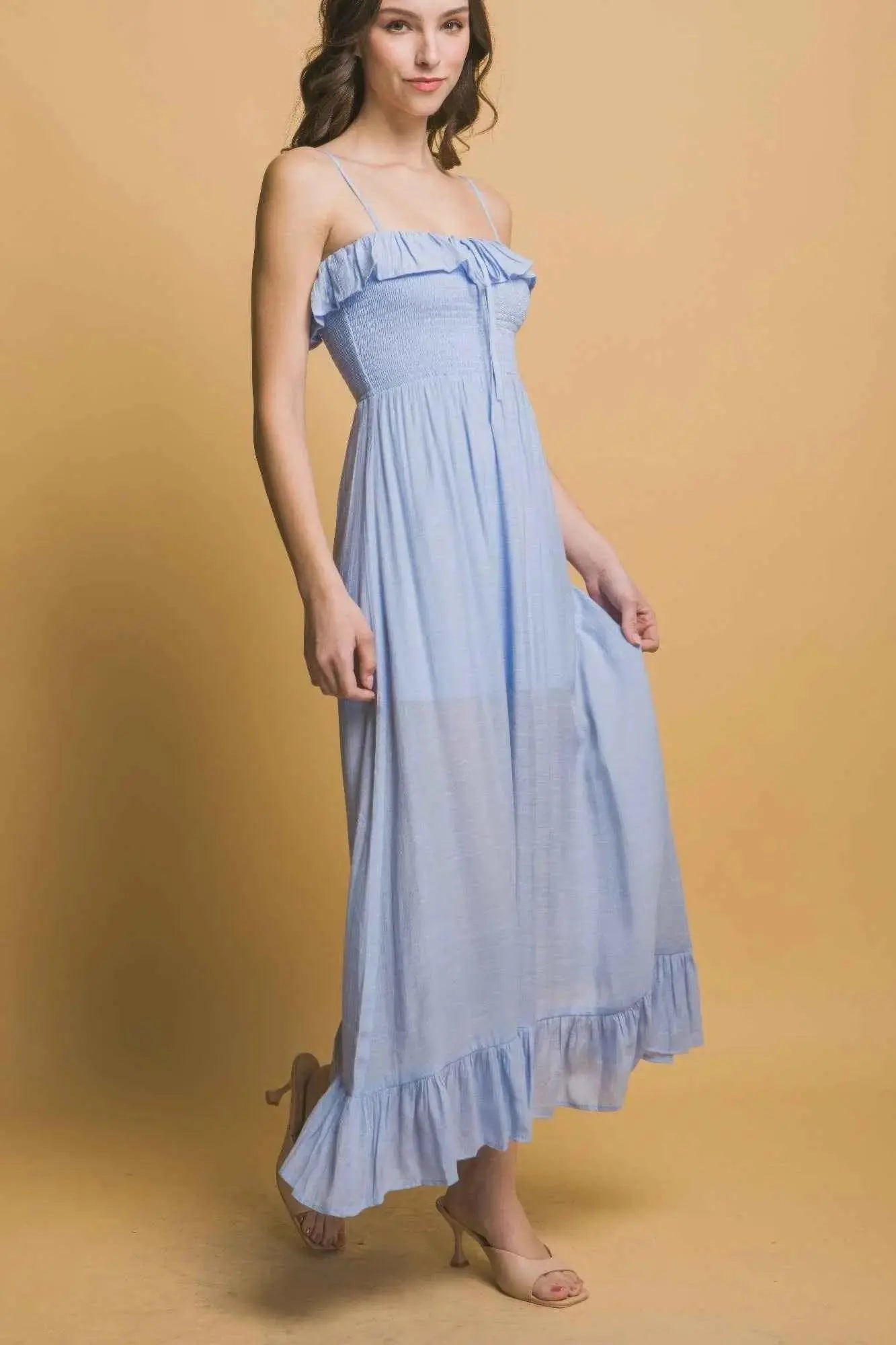 Smocked Ruffle Maxi Dress - Mr Lou’s Place