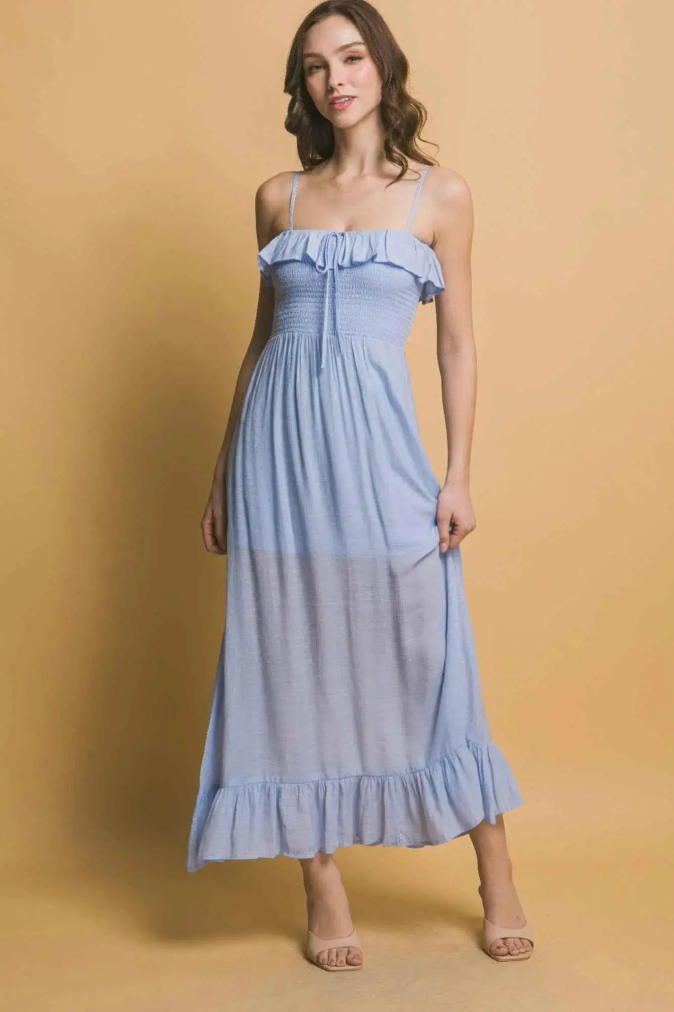 Smocked Ruffle Maxi Dress - Mr Lou’s Place
