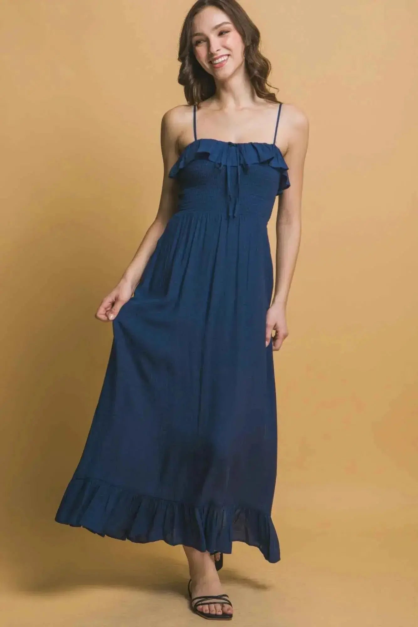 Smocked Ruffle Maxi Dress - Mr Lou’s Place