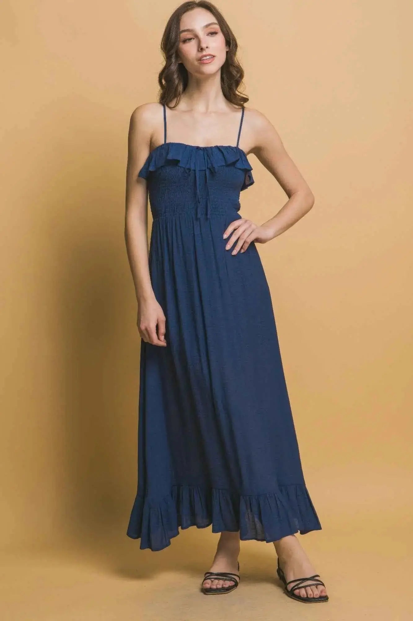 Smocked Ruffle Maxi Dress - Mr Lou’s Place