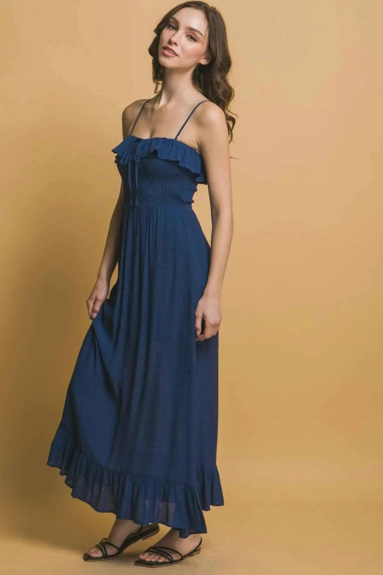 Smocked Ruffle Maxi Dress - Mr Lou’s Place