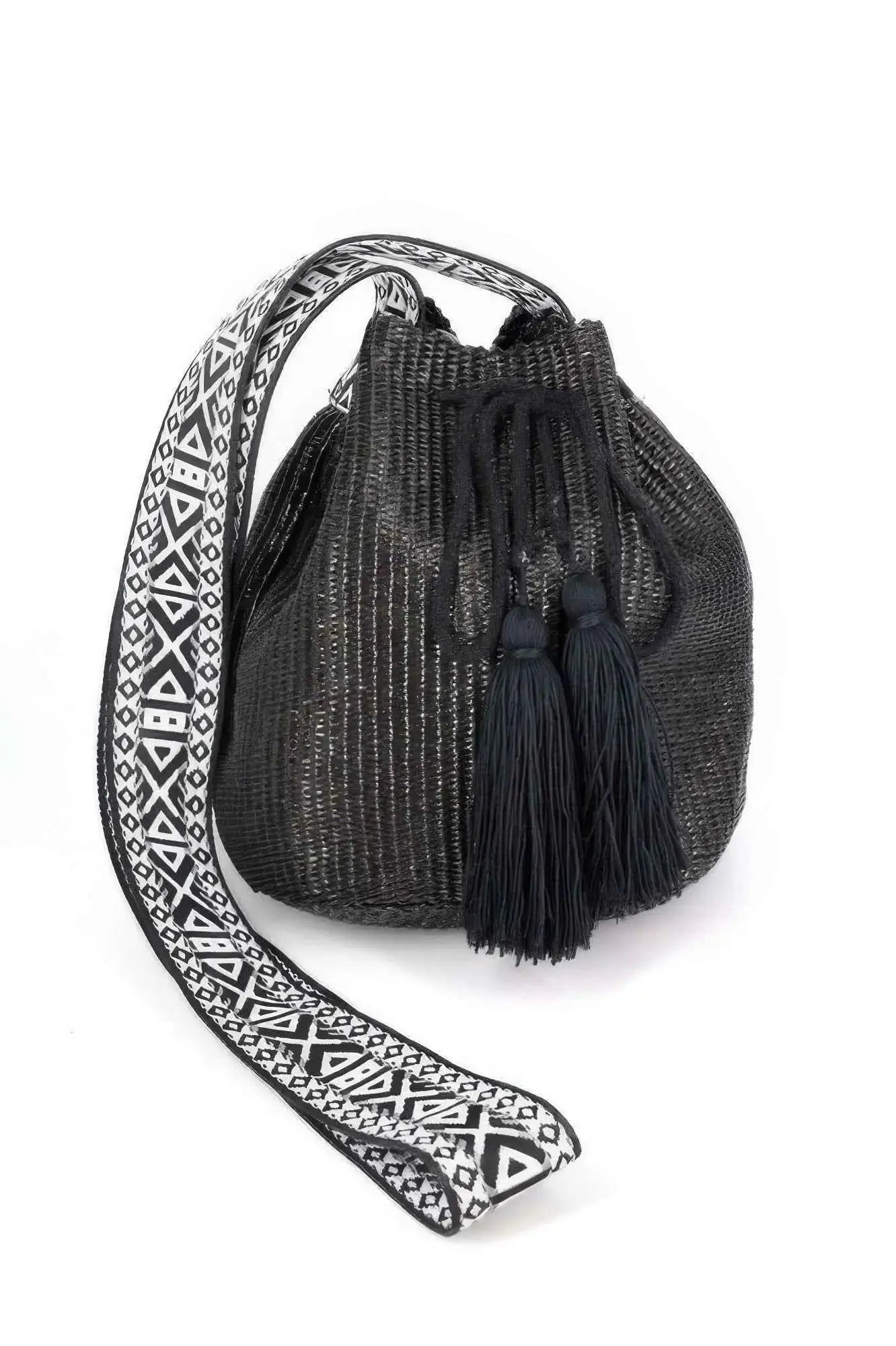 Solid Bucket Bag With Aztec Strap - Mr Lou’s Place