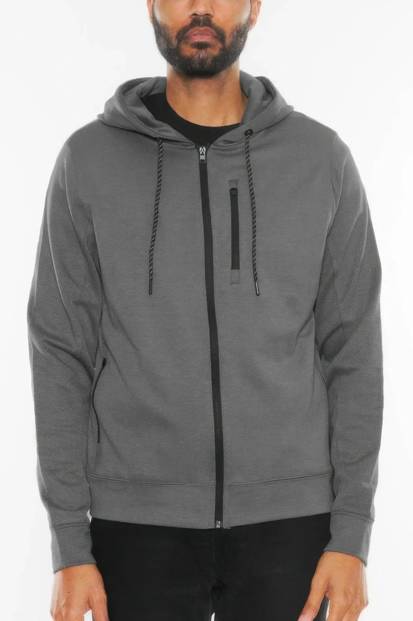 Solid Heathered Zip Up Jacket - Mr Lou’s Place