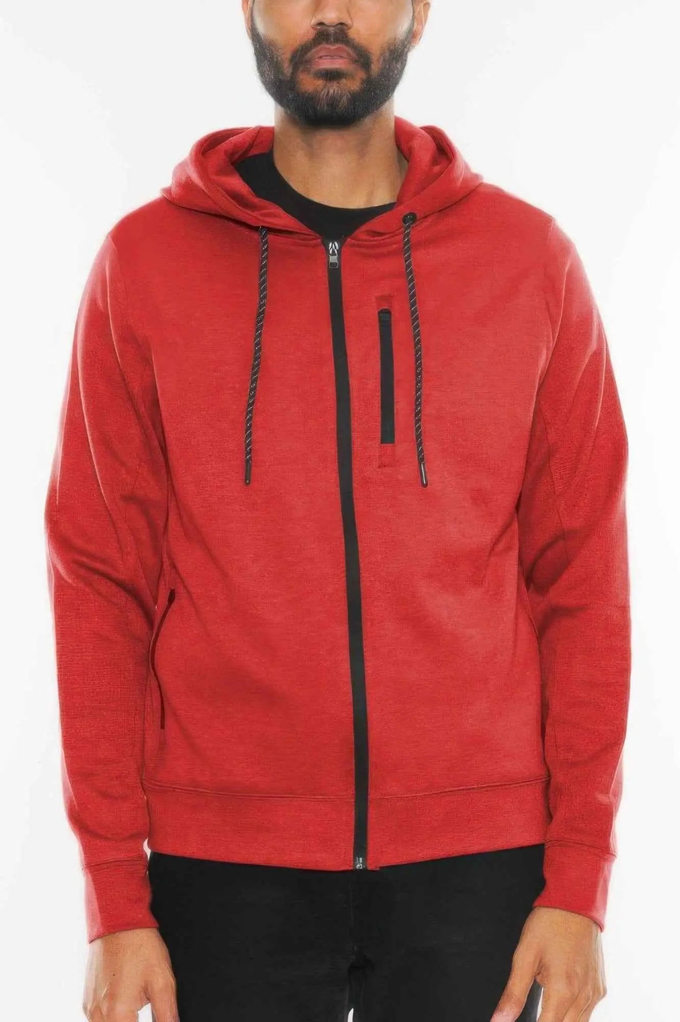 Solid Heathered Zip Up Jacket - Mr Lou’s Place