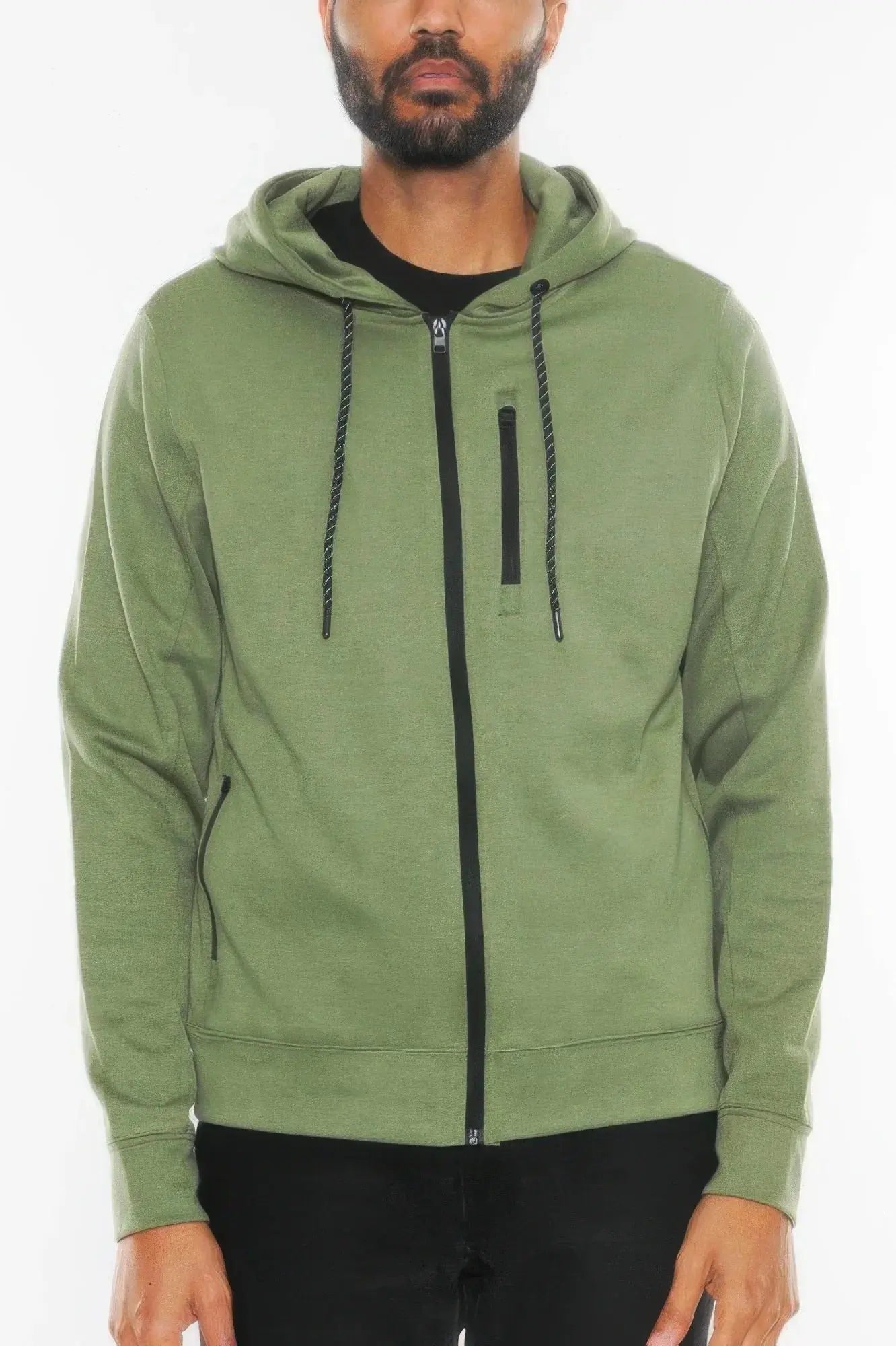 Solid Heathered Zip Up Jacket - Mr Lou’s Place