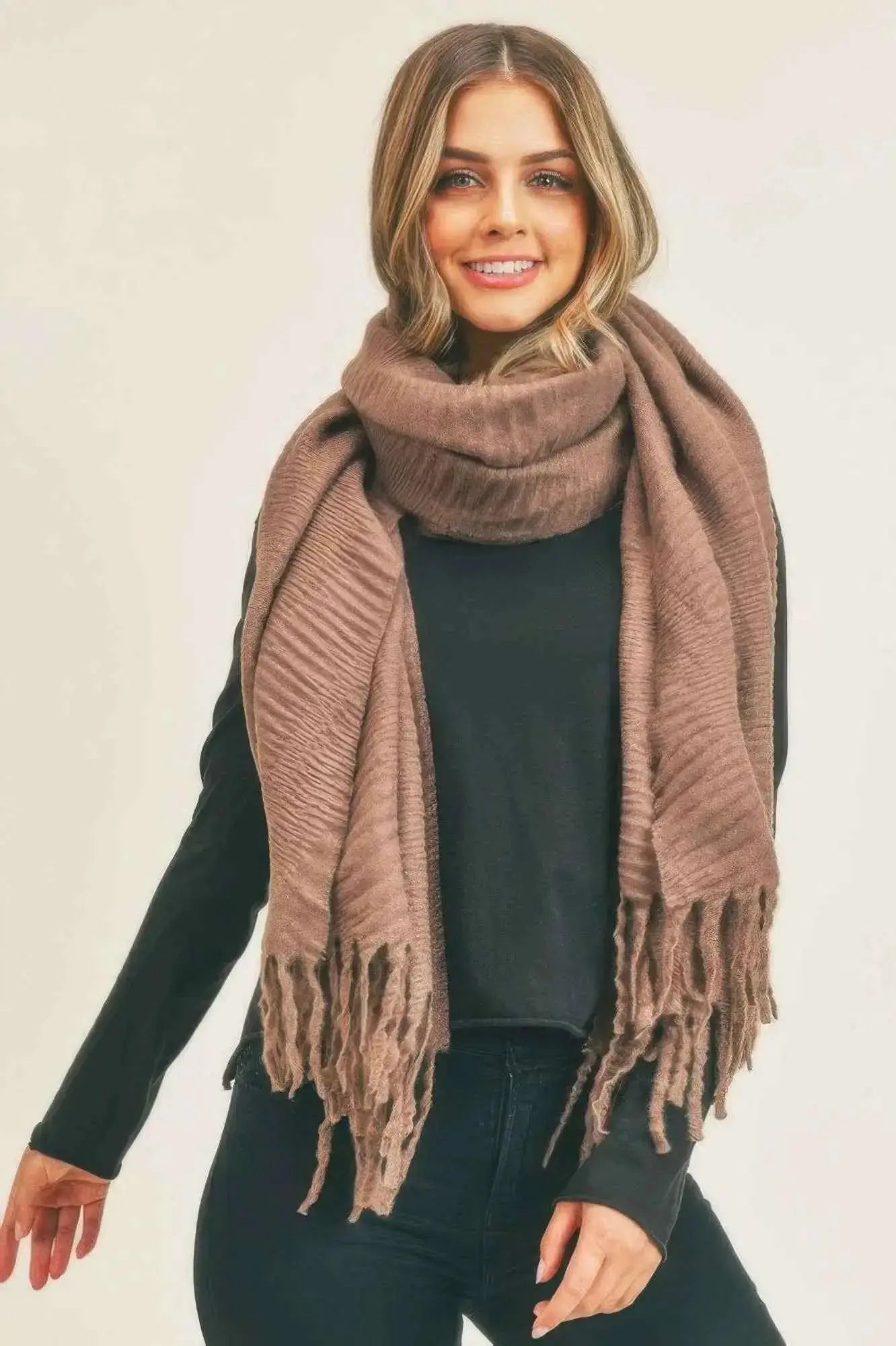 Solid Pleated Scarf - Mr Lou’s Place
