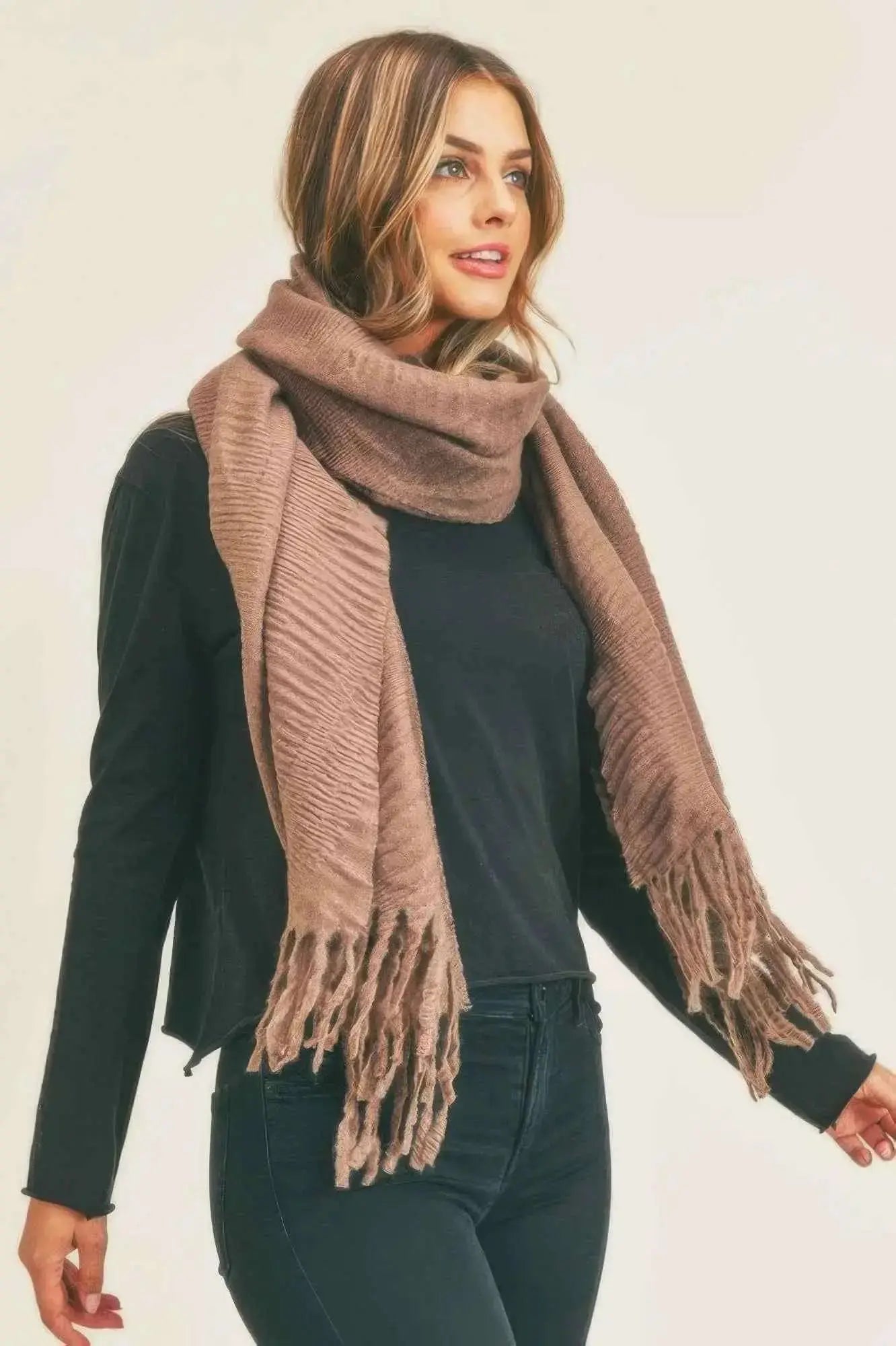 Solid Pleated Scarf - Mr Lou’s Place