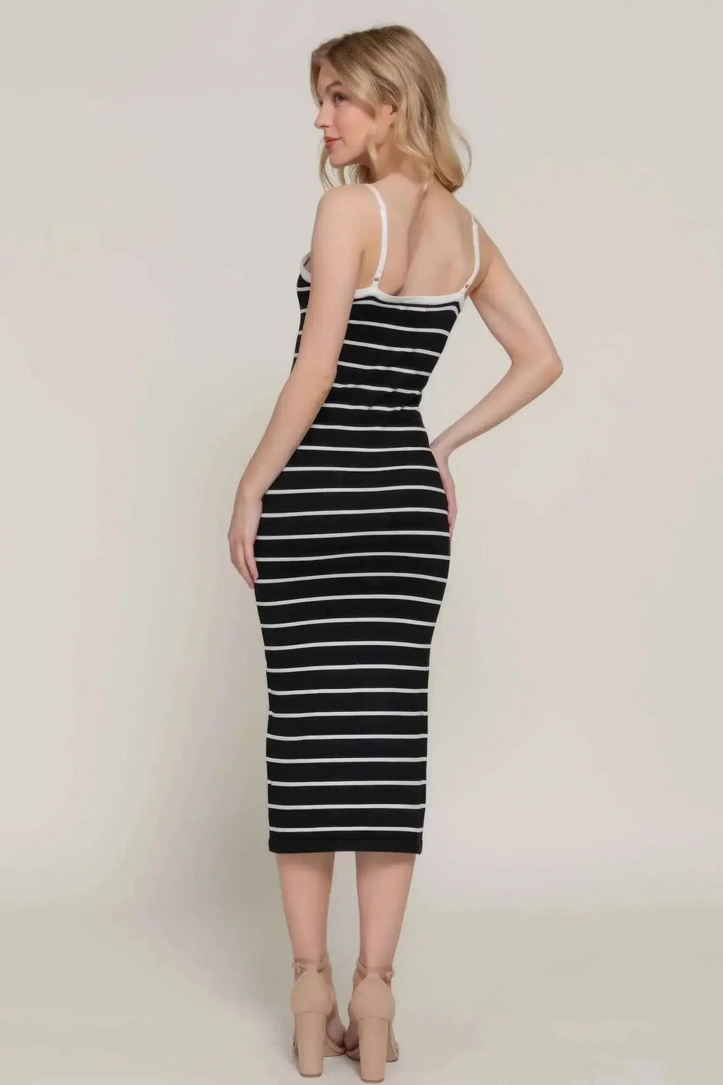 Straight Neck Stripe Spring Sweater Dress - Mr Lou’s Place