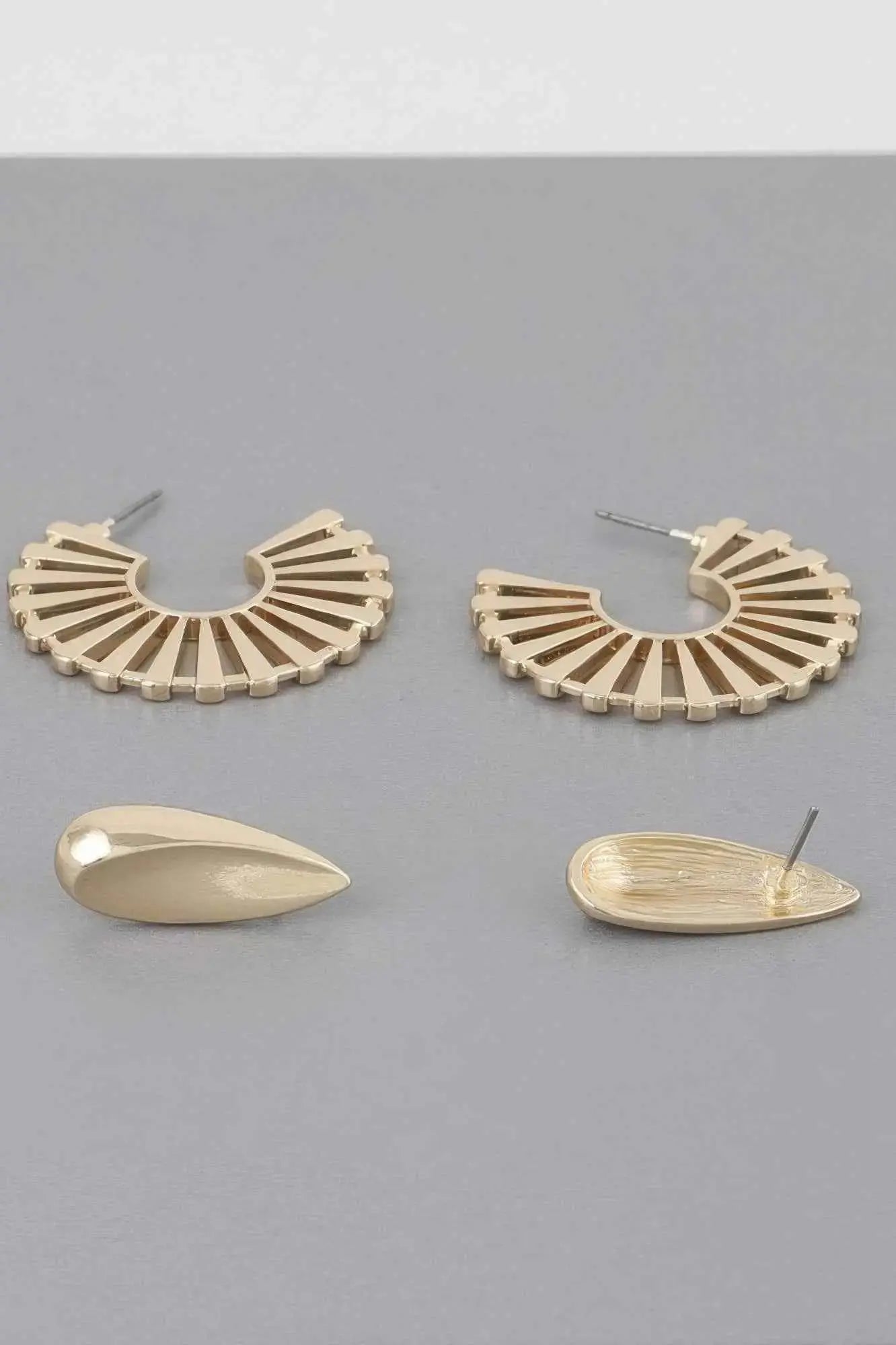 Sunray Flat Hoop Earrings Set - Mr Lou’s Place