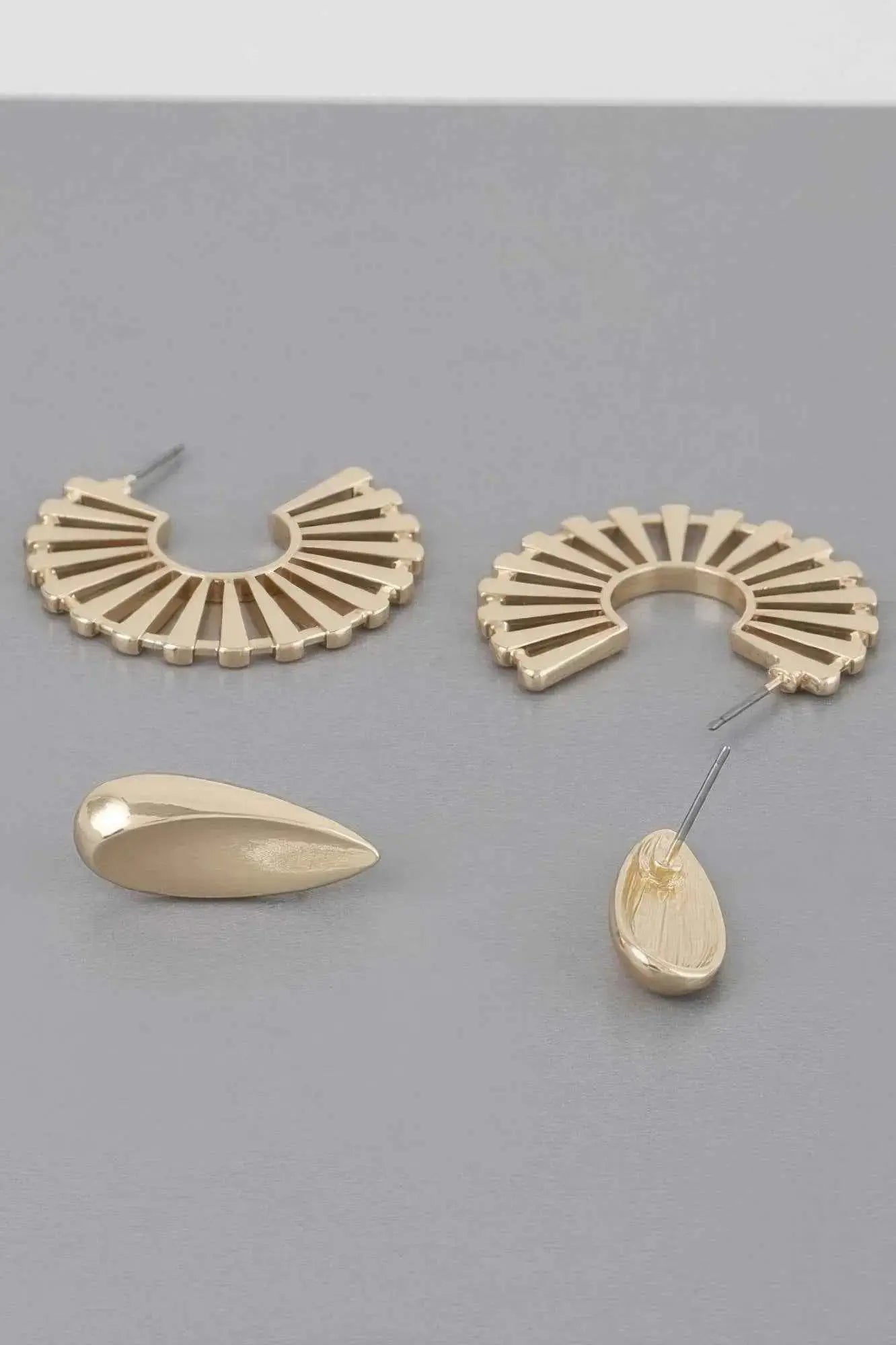 Sunray Flat Hoop Earrings Set - Mr Lou’s Place
