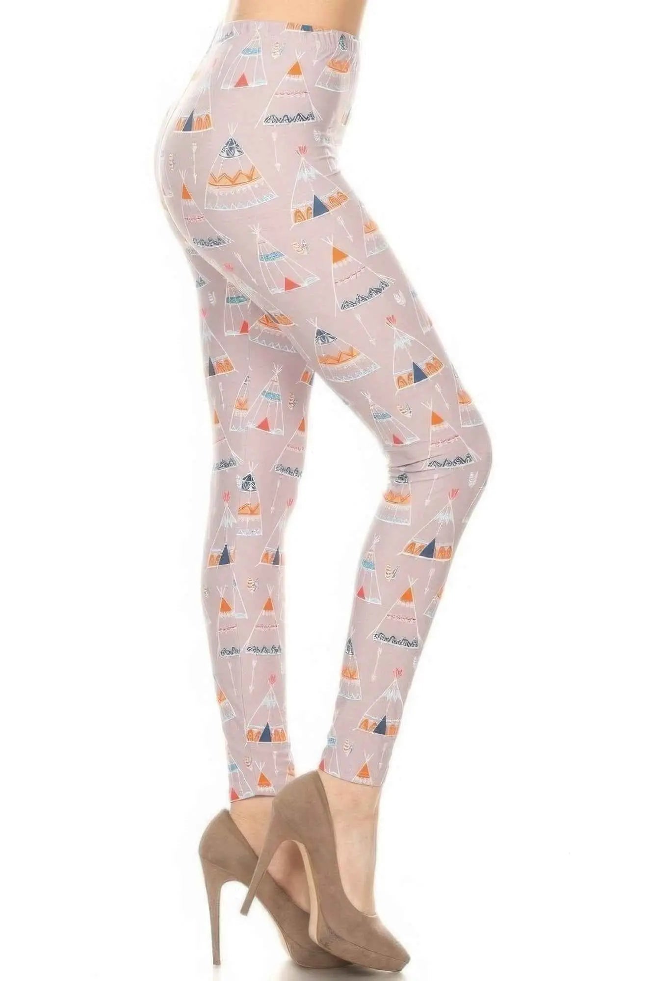 Teepee Print, High Rise, Fitted Leggings, With An Elastic Waistband - Mr Lou’s Place