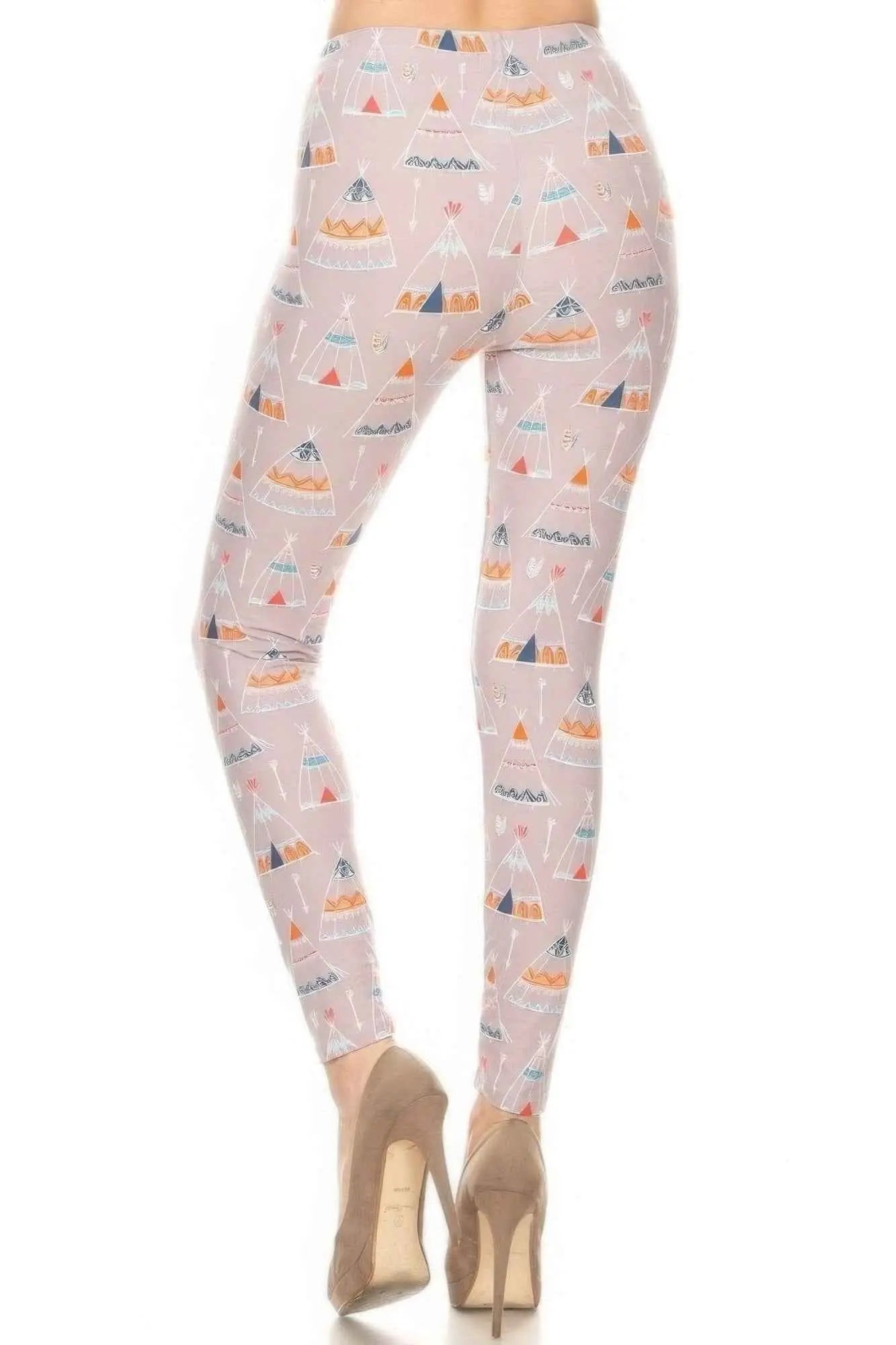 Teepee Print, High Rise, Fitted Leggings, With An Elastic Waistband - Mr Lou’s Place