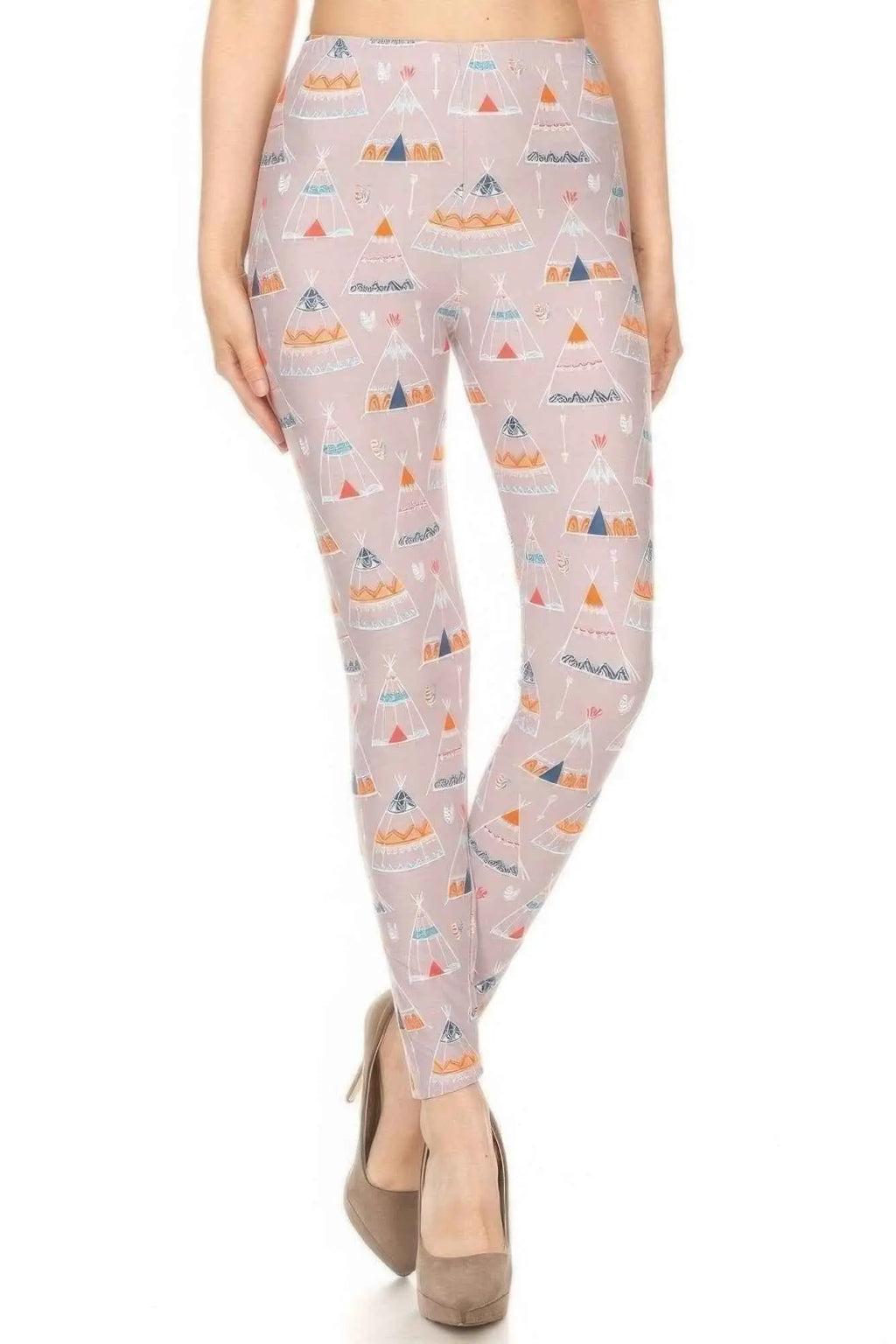 Teepee Print, High Rise, Fitted Leggings, With An Elastic Waistband - Mr Lou’s Place