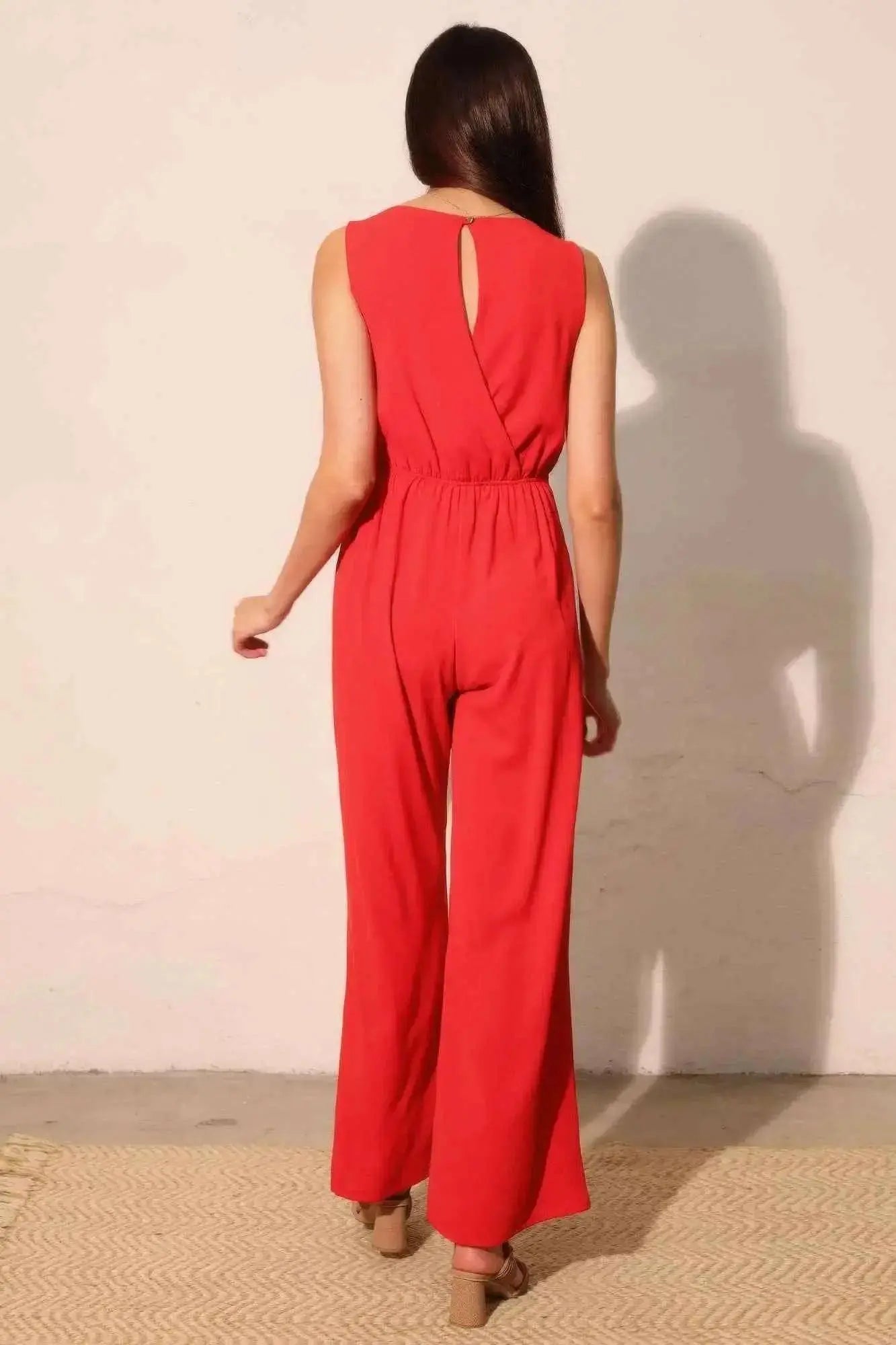 Textured Solid Twist Front Jumpsuit - Mr Lou’s Place