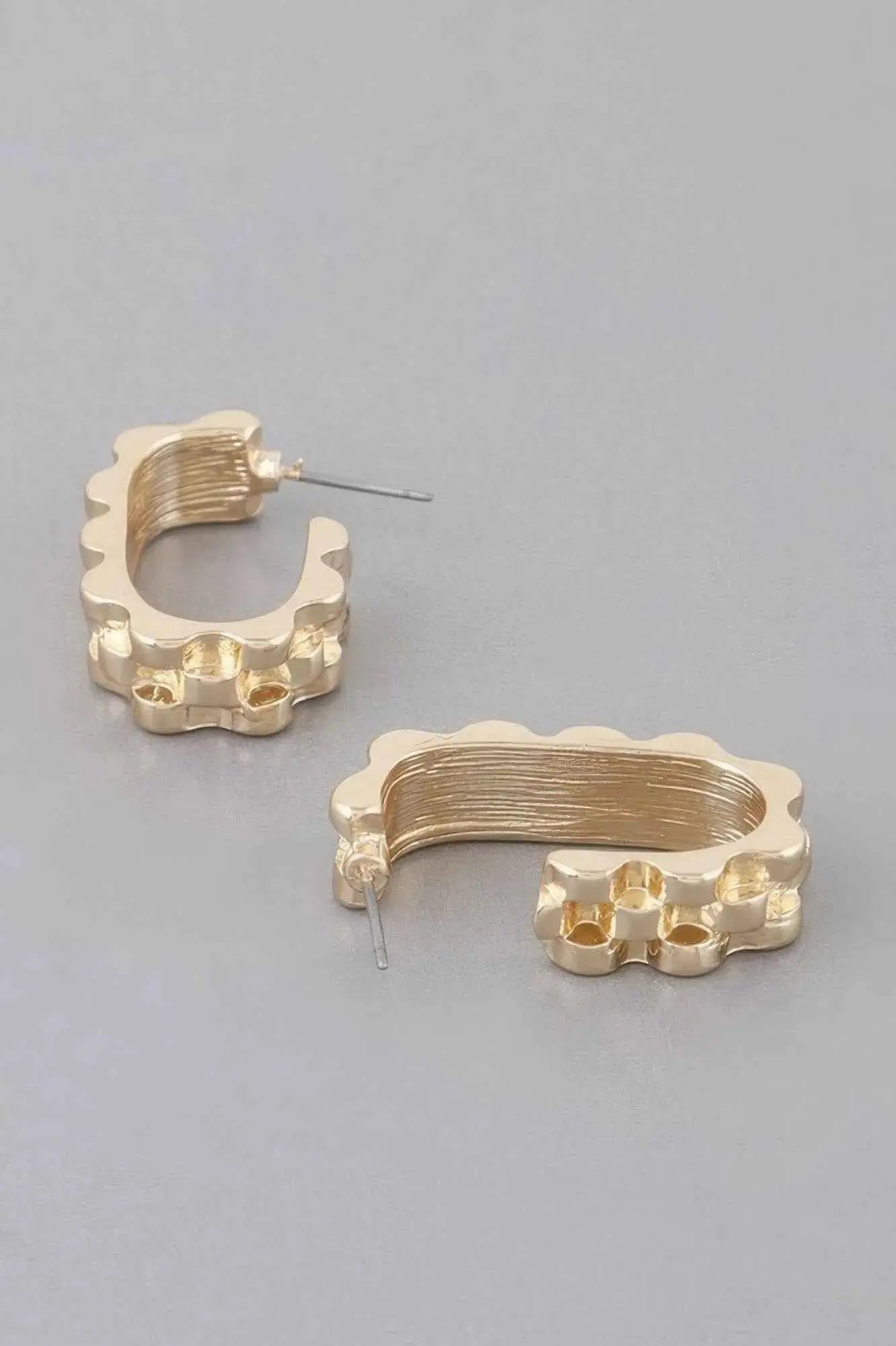 Textured Ware Brass Cuff Earrings - Mr Lou’s Place