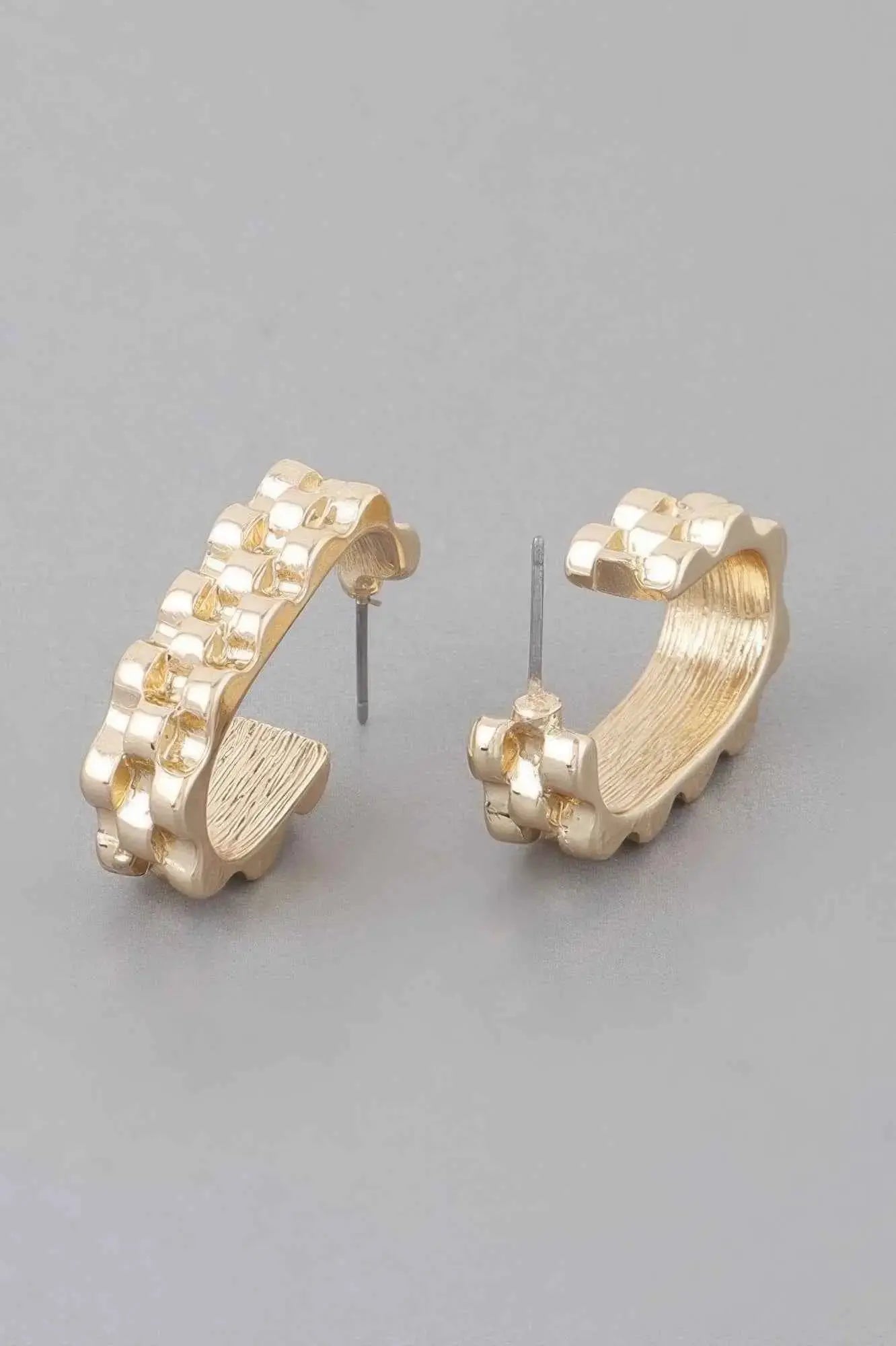 Textured Ware Brass Cuff Earrings - Mr Lou’s Place
