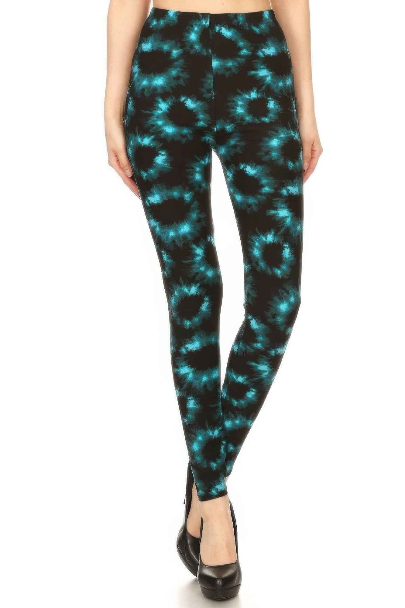 Tie Dye Rinted, Full Length, High Waisted Leggings - Mr Lou’s Place