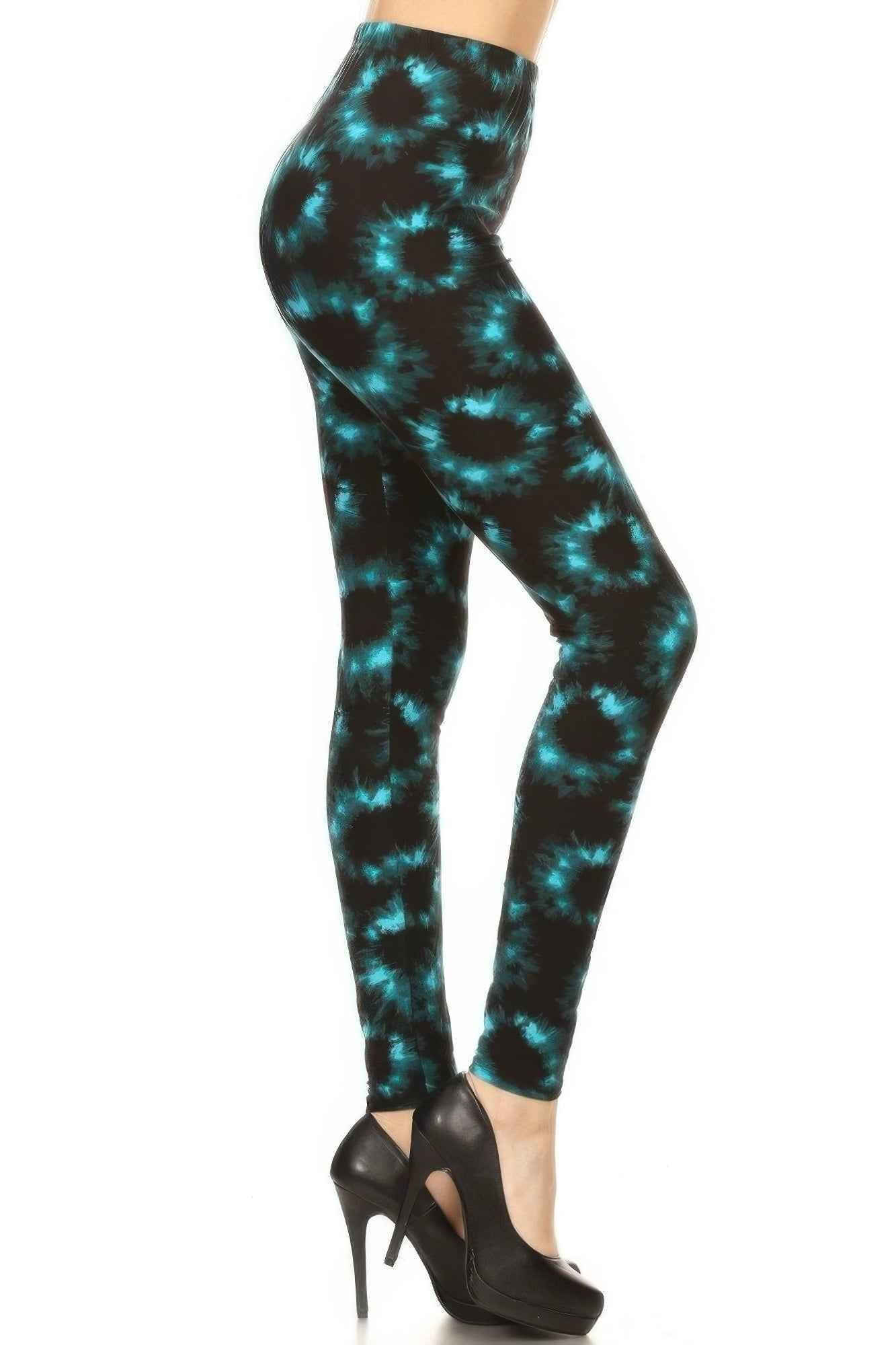 Tie Dye Rinted, Full Length, High Waisted Leggings - Mr Lou’s Place