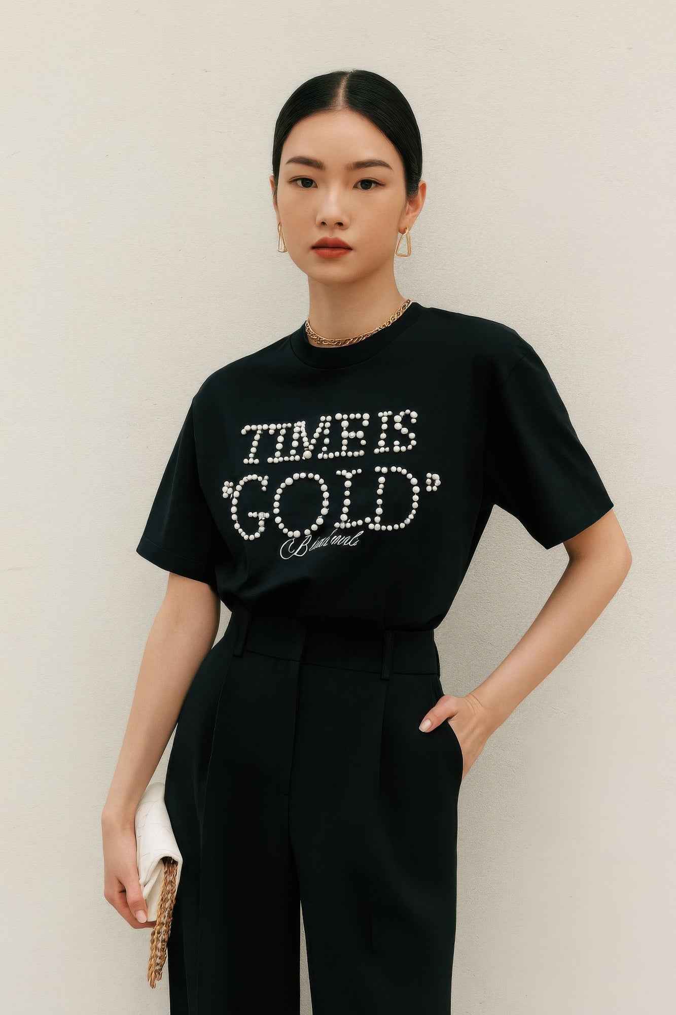 Time Is Gold In Pearls Top - Mr Lou’s Place