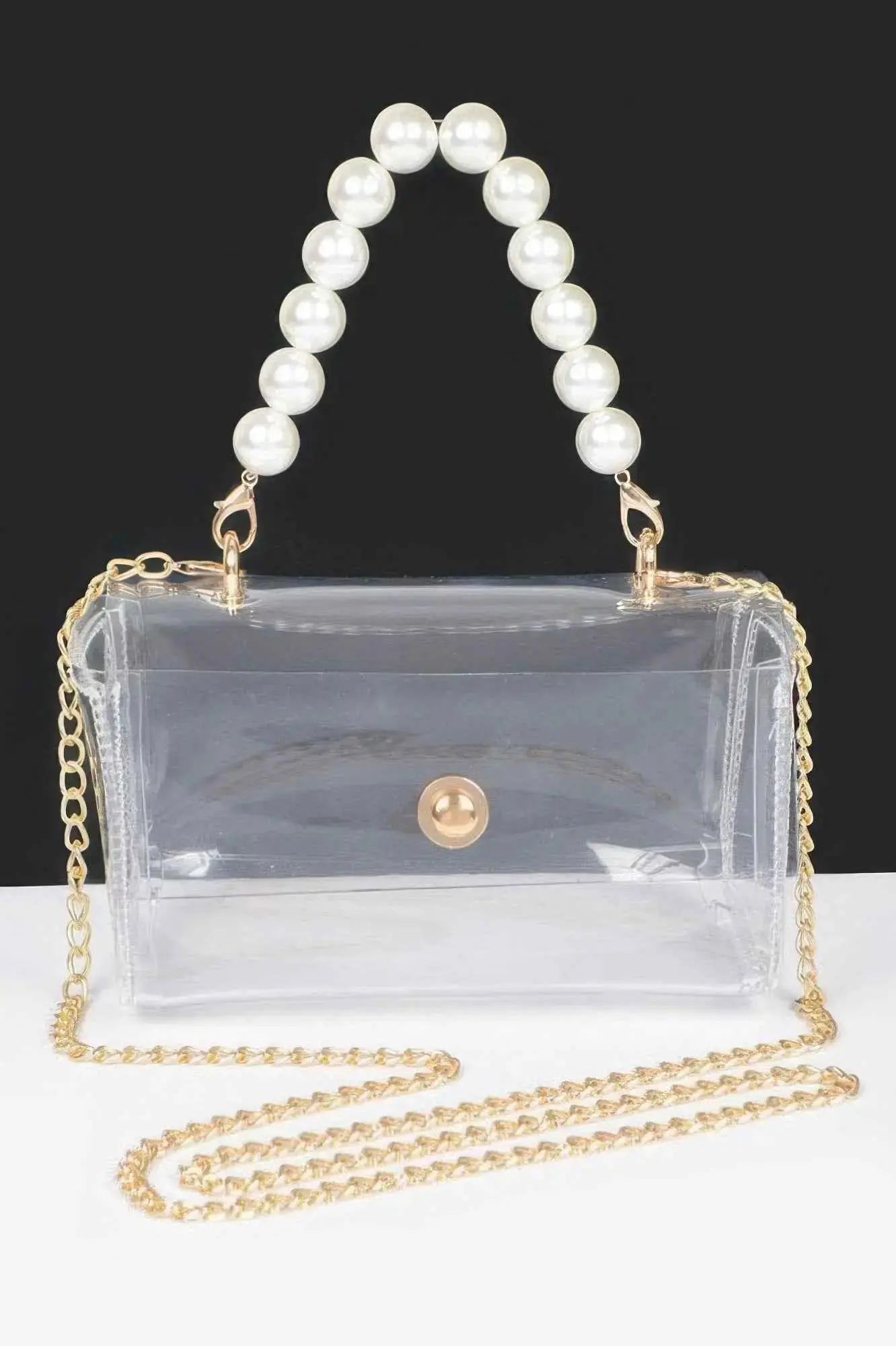 Transparent Pearl Handle Flap Bag - Mr Lou’s Place