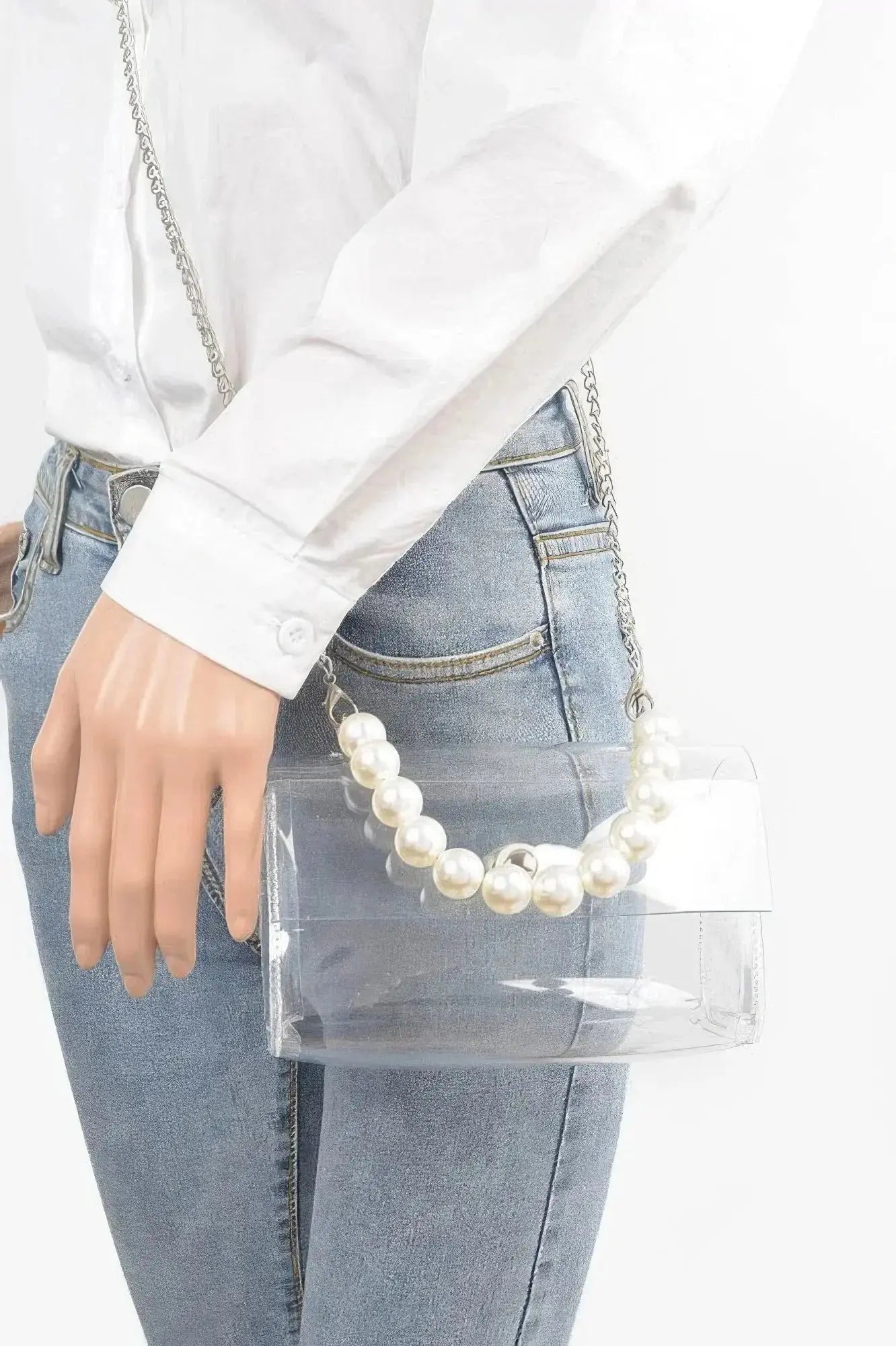 Transparent Pearl Handle Flap Bag - Mr Lou’s Place