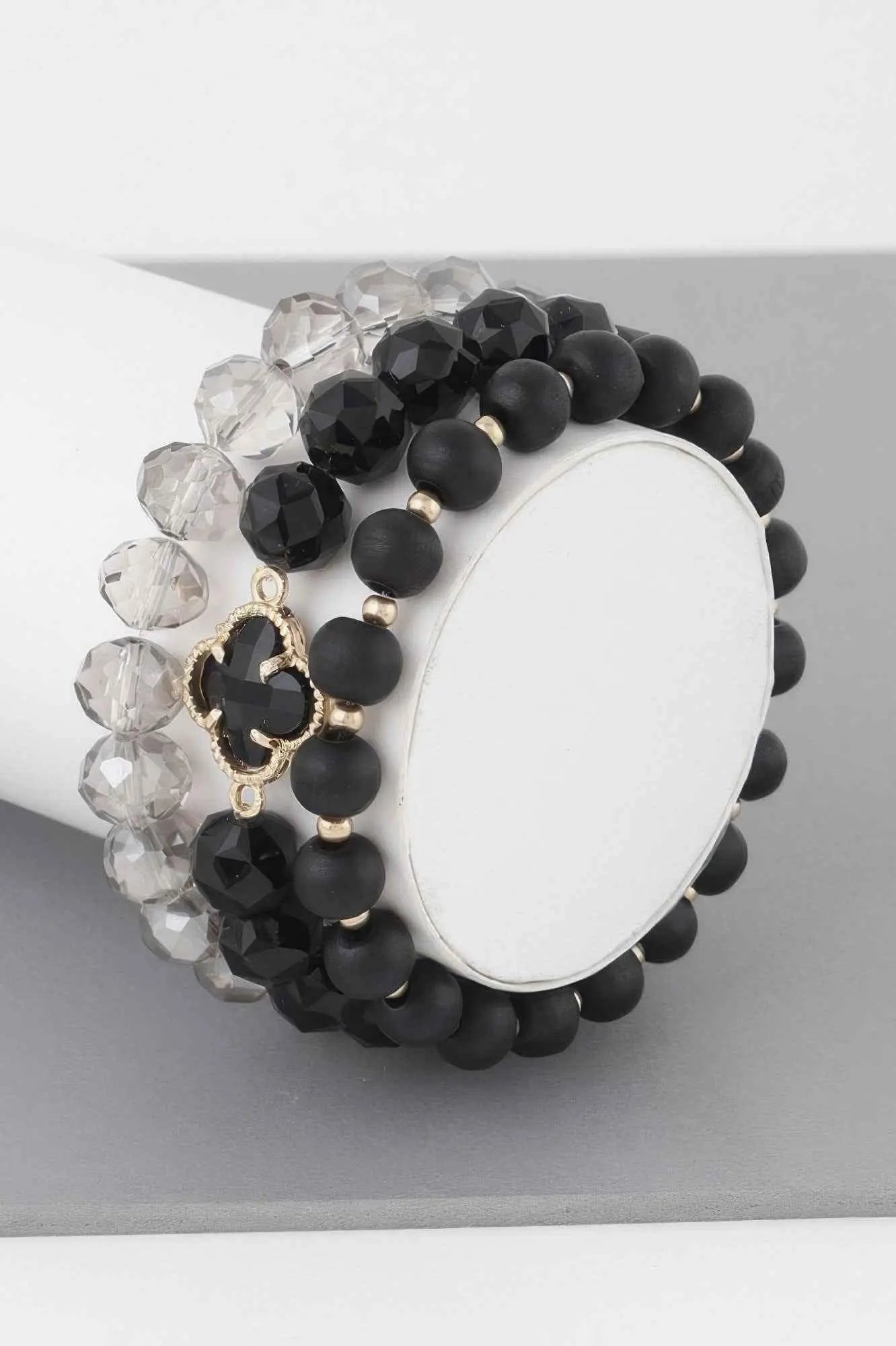 Triple Crystal Clover Bead Bracelet - Mr Lou’s Place
