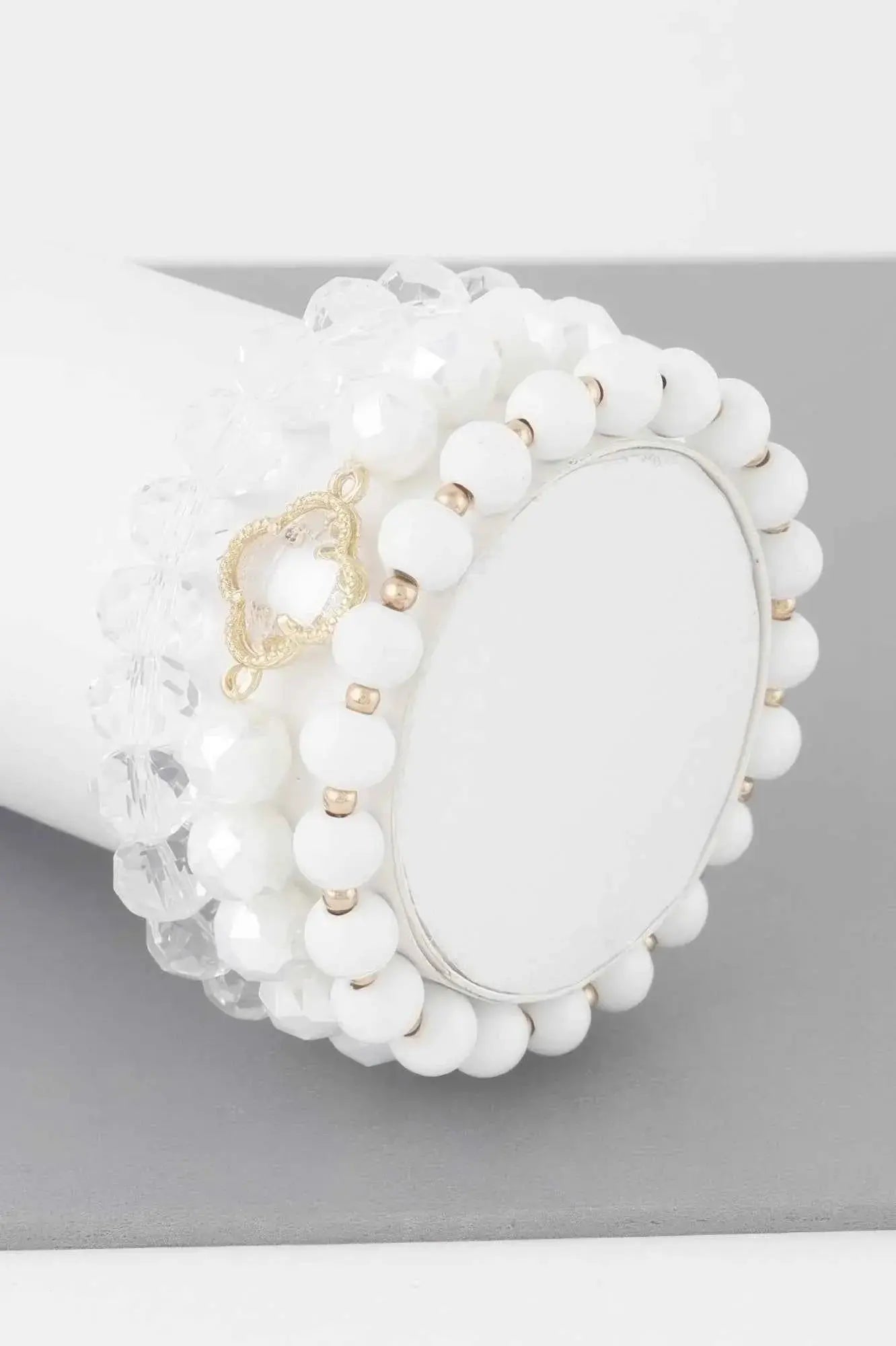 Triple Crystal Clover Bead Bracelet - Mr Lou’s Place