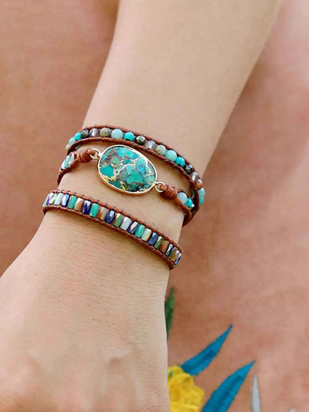 Triple-Layer Natural Stone Bracelet - Mr Lou’s Place