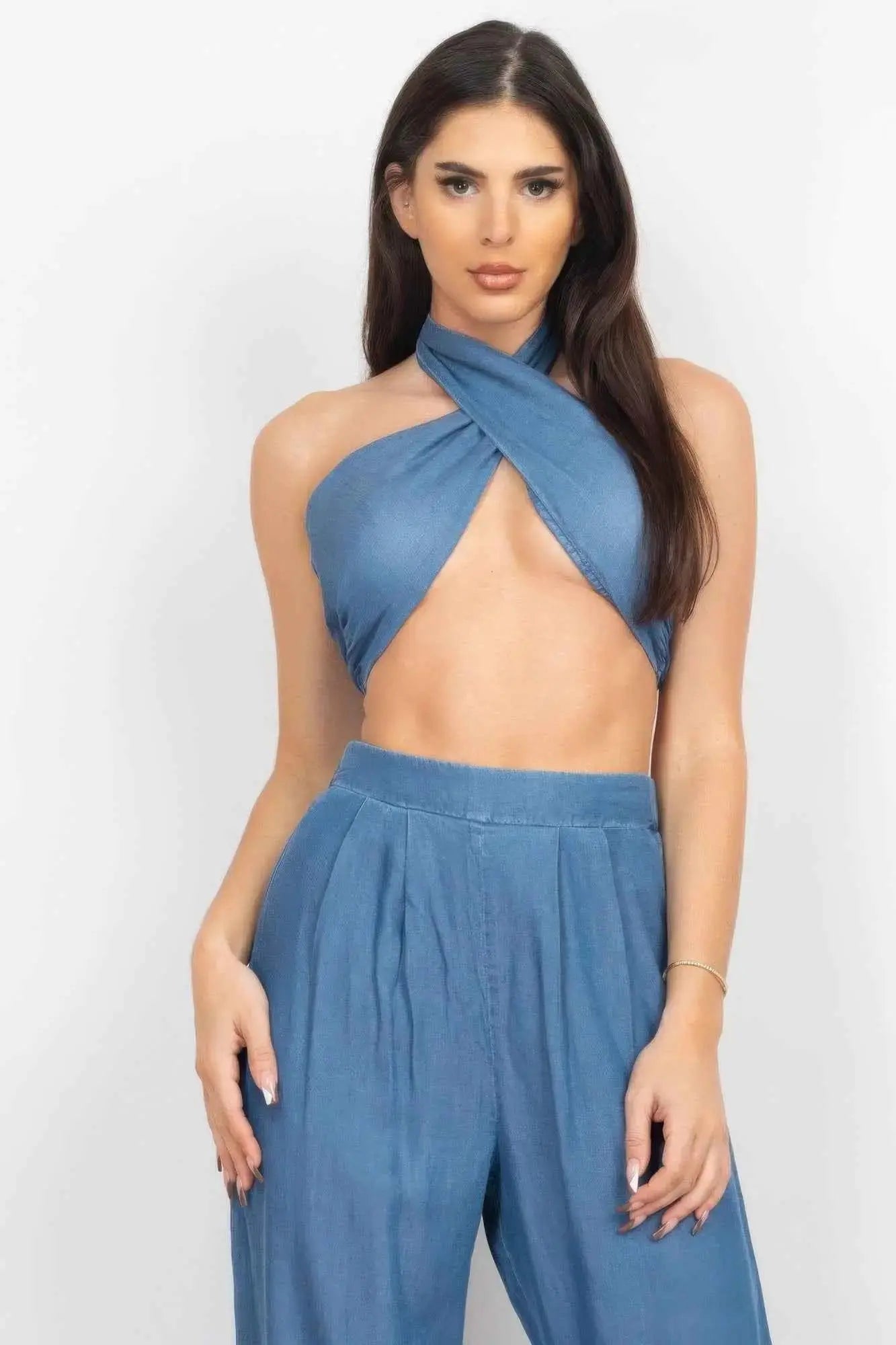 Tube Tied Top & Wide Pants Set - Mr Lou’s Place