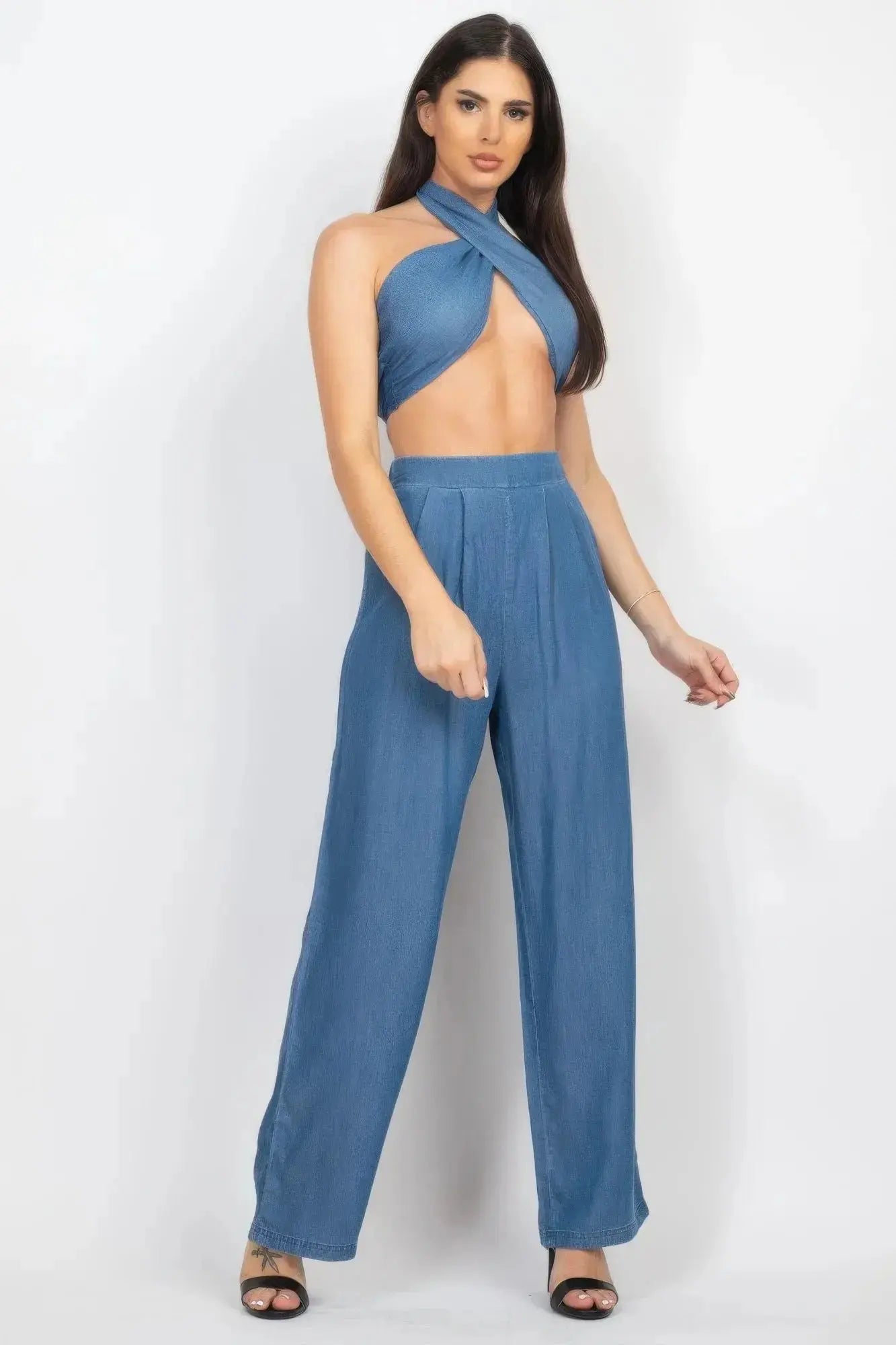 Tube Tied Top & Wide Pants Set - Mr Lou’s Place