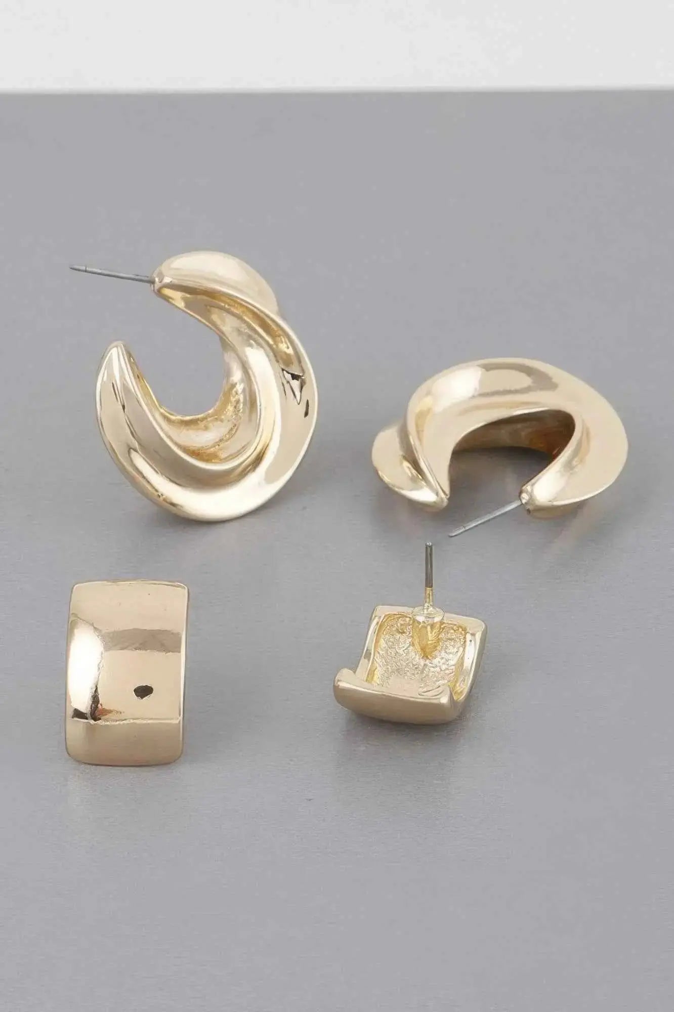 Two Pair Mini C Hoop Earrings Set - Mr Lou’s Place