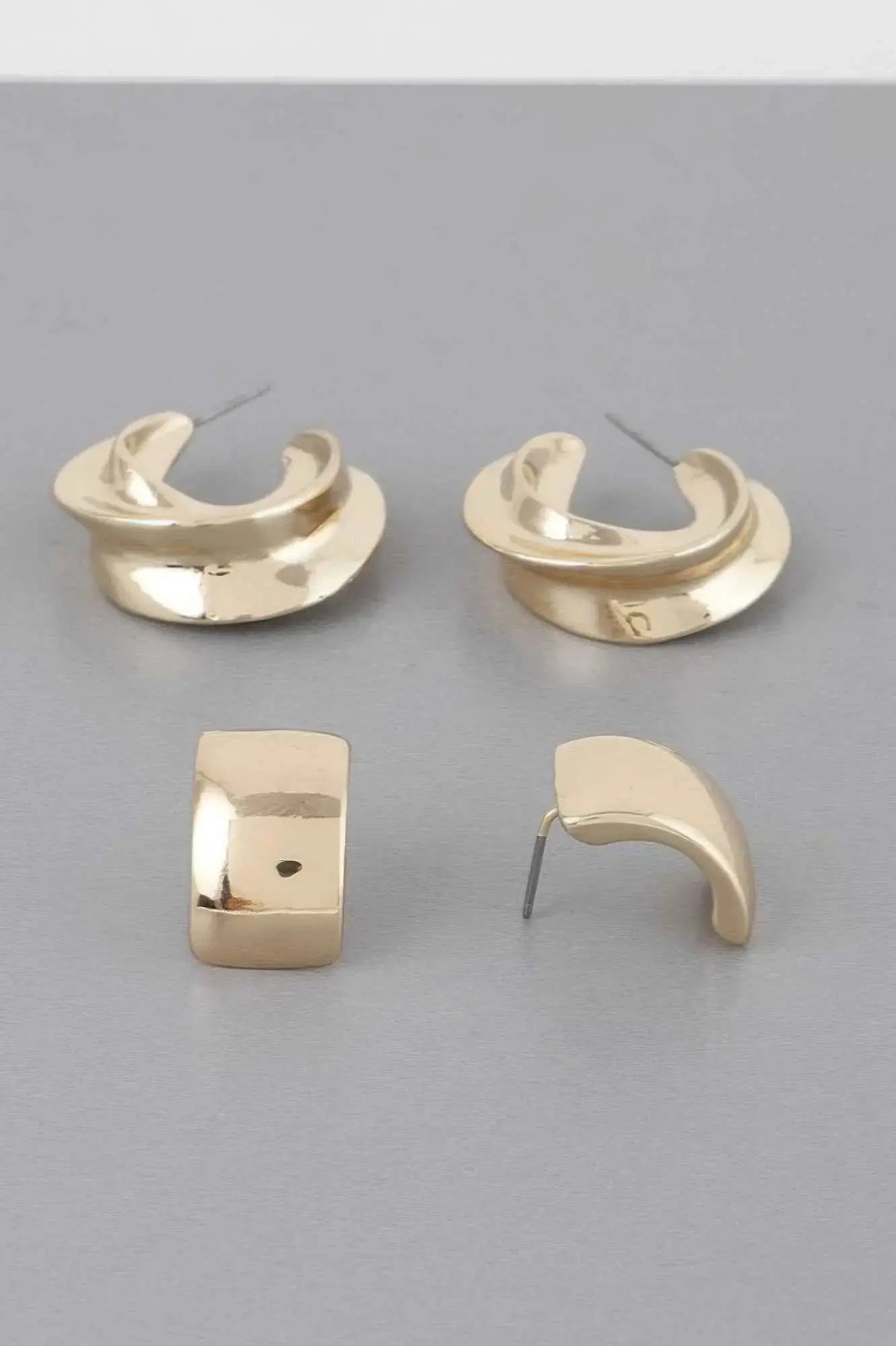 Two Pair Mini C Hoop Earrings Set - Mr Lou’s Place
