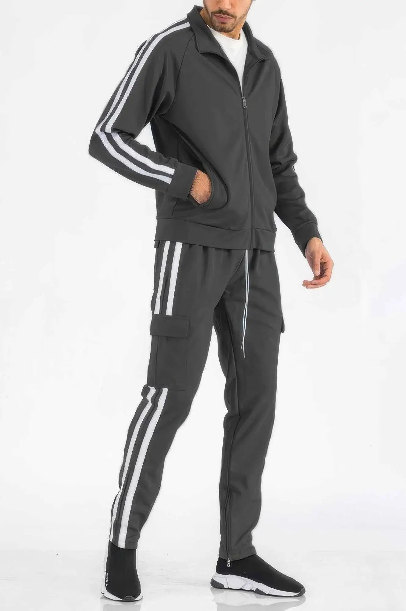 Two Stripe Utility Pocket Track Suit - Mr Lou’s Place